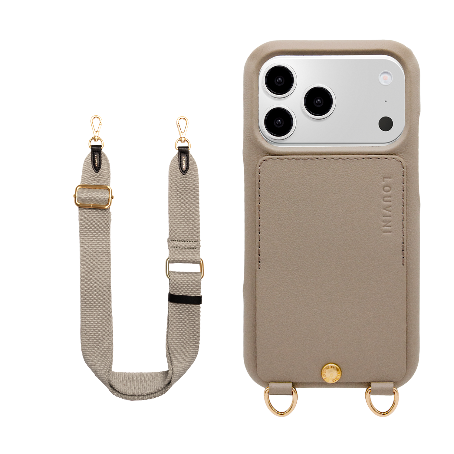 Coque iPhone LOU Taupe & Bandoulière OLYMPE Taupe