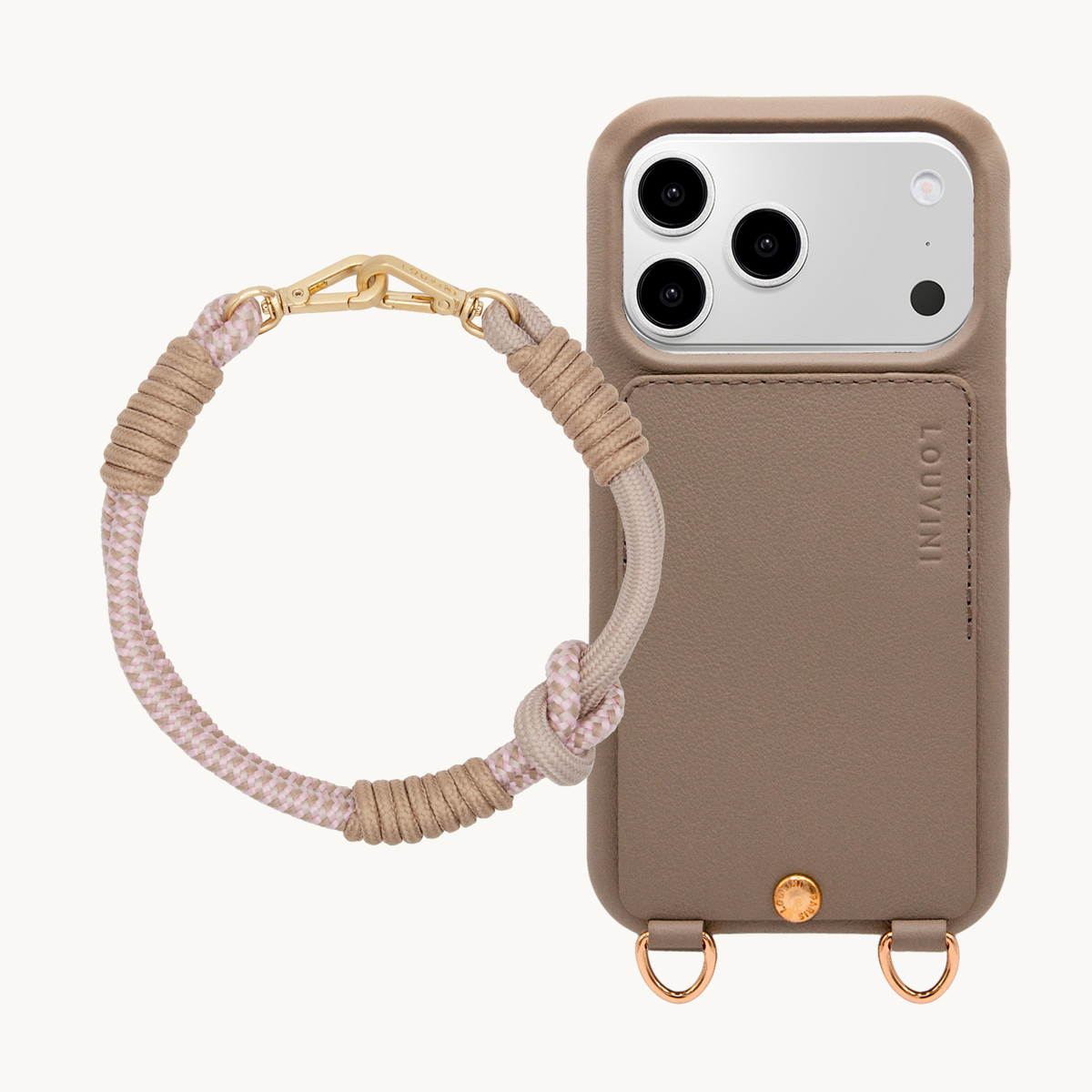 Coque iPhone LOU Taupe & Bracelet PETIT TESSA Rose Taupe