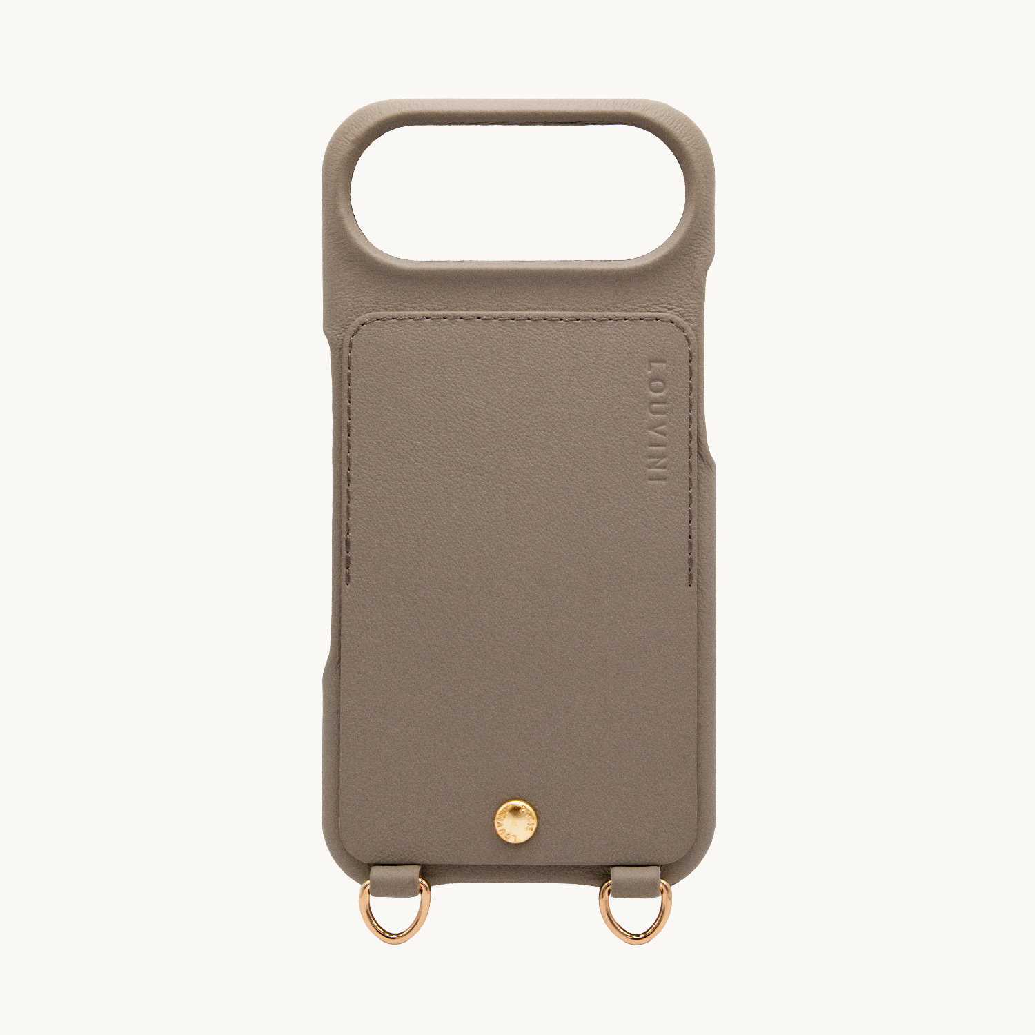 Coque iPhone cuir porte carte avec anneaux LOU - Taupe