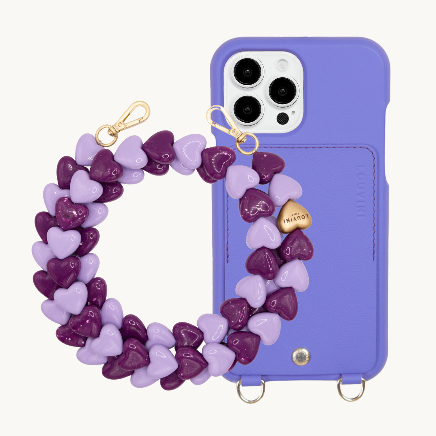 Coque iPhone LOU Violet & chaîne CUORE Violet