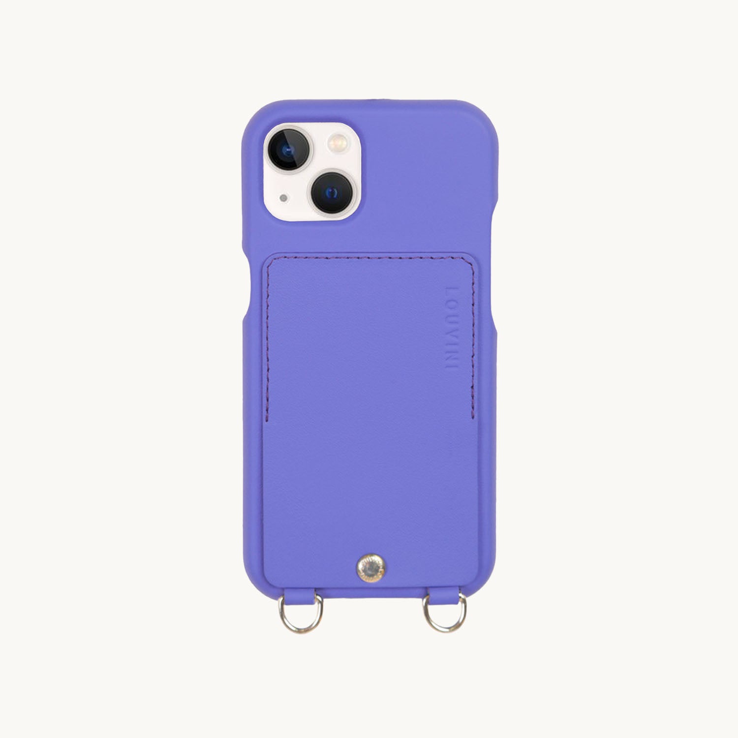 Coque iPhone cuir porte carte avec anneaux LOU - Violet