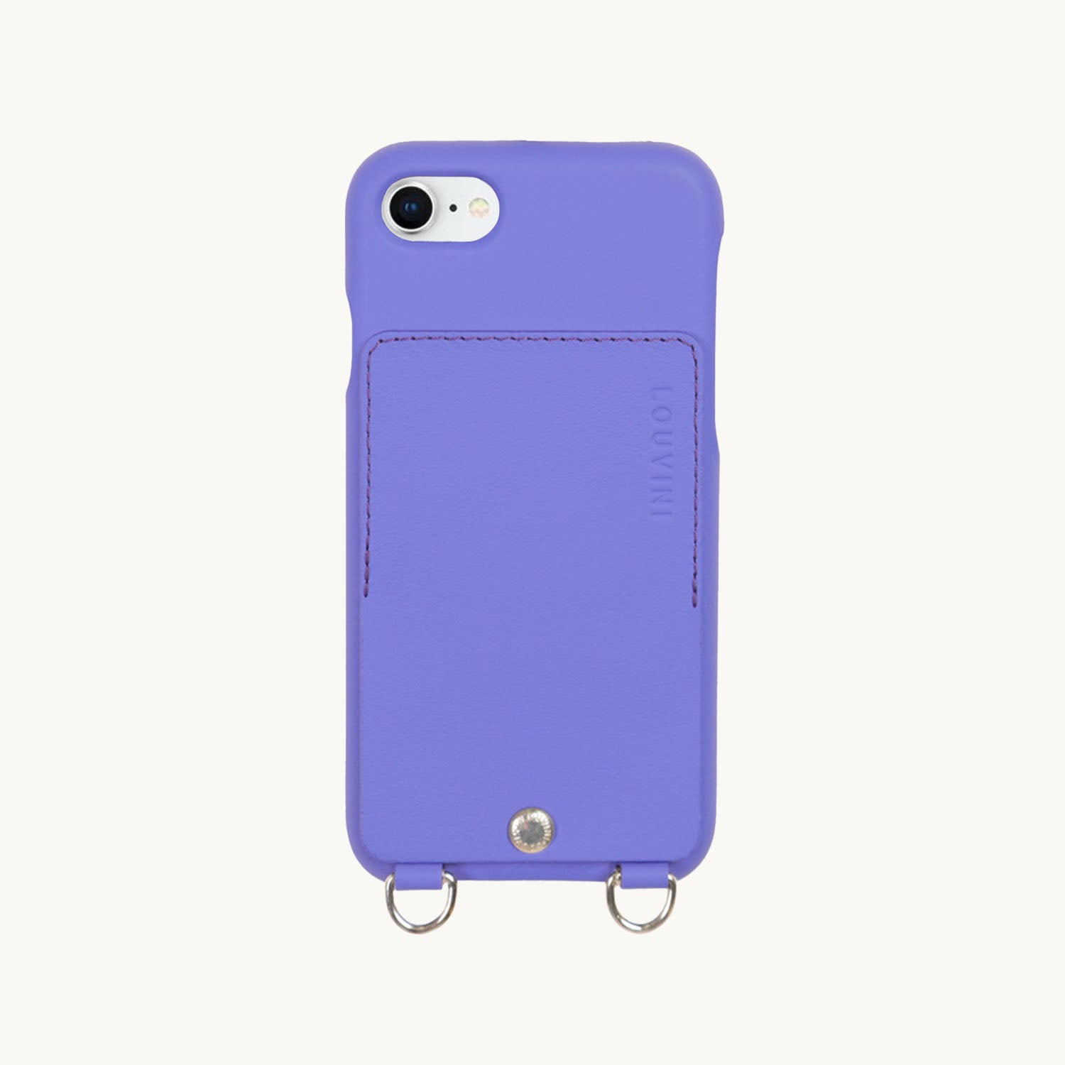 Coque iPhone cuir porte carte avec anneaux LOU - Violet