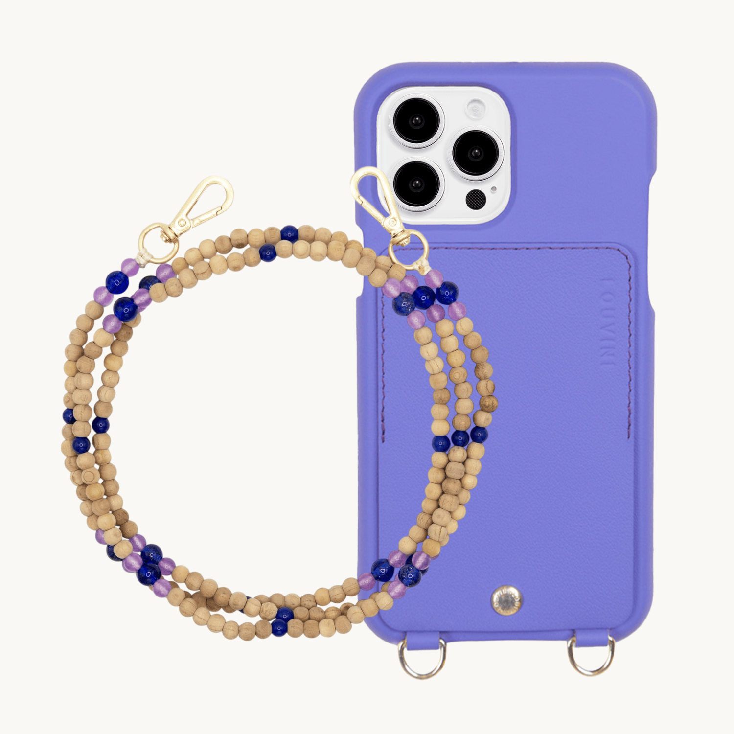Coque iPhone LOU Violet & bandoulière ARIELLE Violet-Bleu