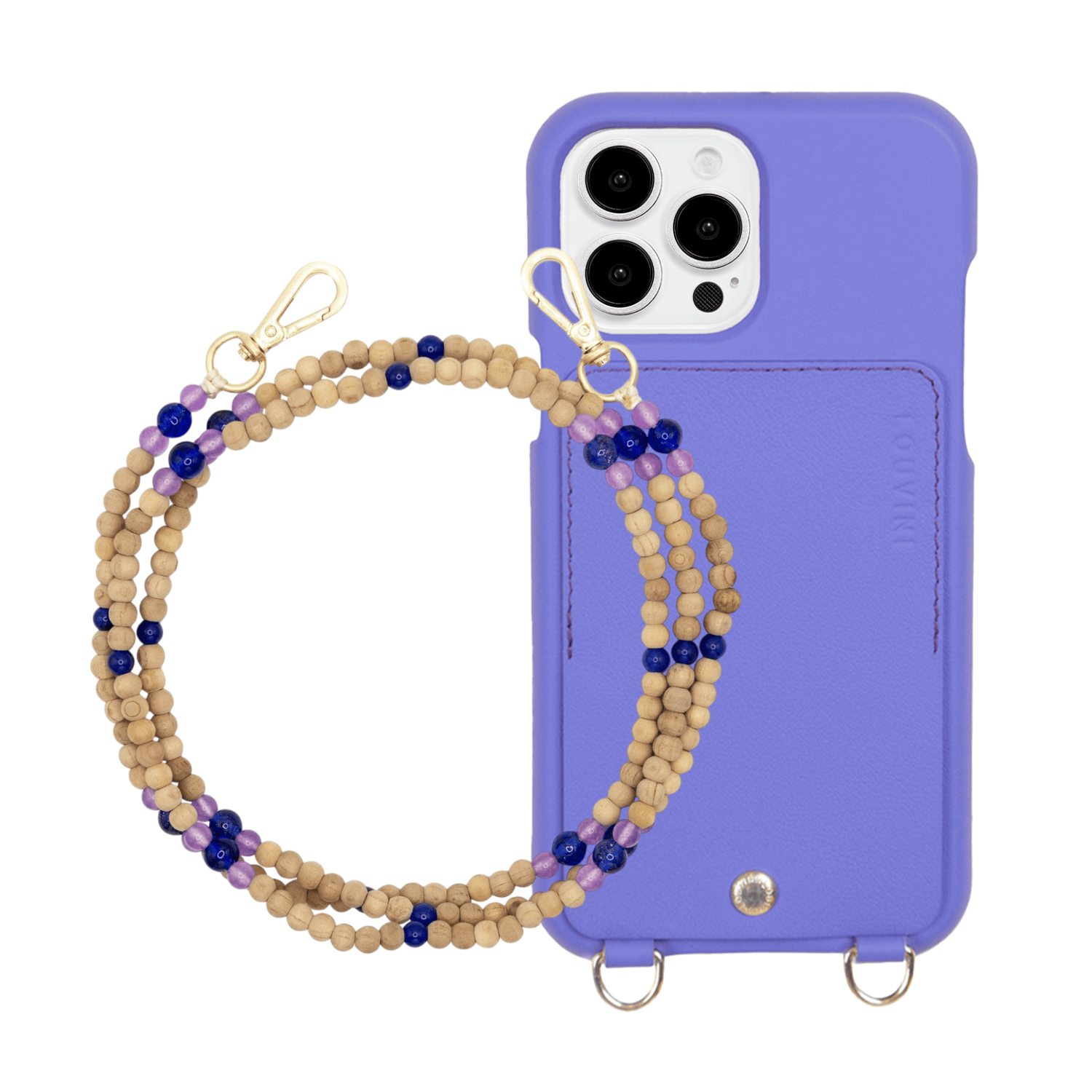 Coque iPhone LOU Violet & bandoulière ARIELLE Violet-Bleu