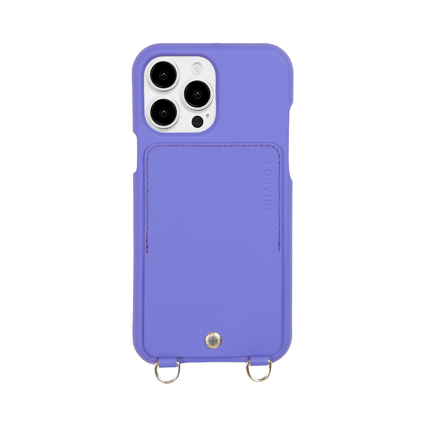 Coque iPhone cuir porte carte avec anneaux LOU - Violet
