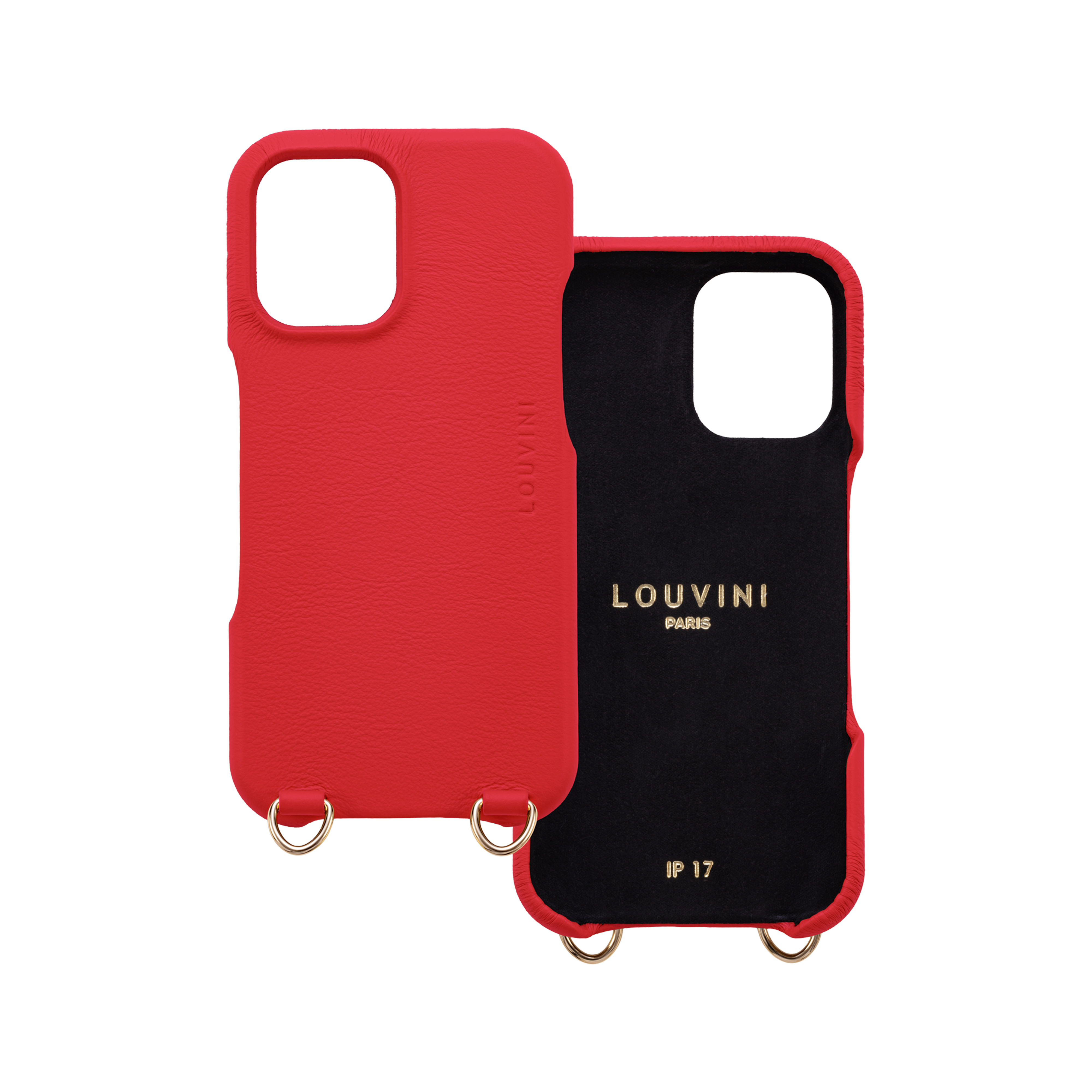 Coque iPhone MagSafe cuir avec anneaux MAX - Rouge
