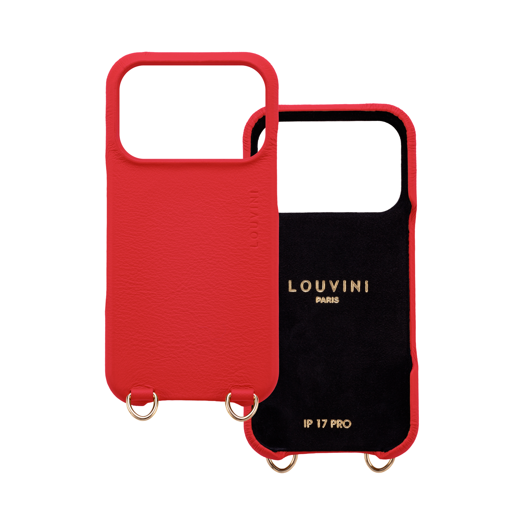 Coque iPhone MagSafe cuir avec anneaux MAX - Rouge