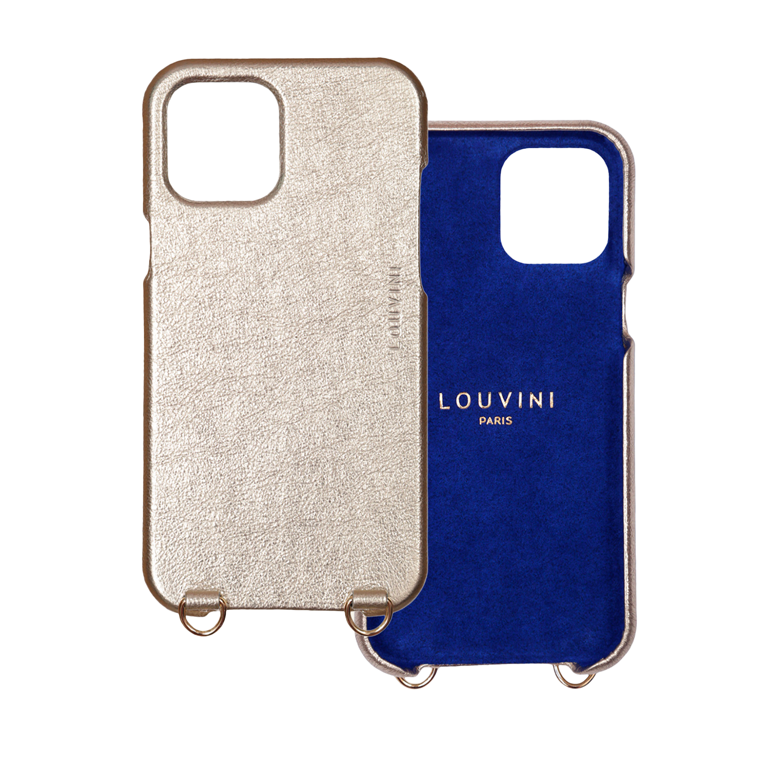 coque de téléphone en cuir dore