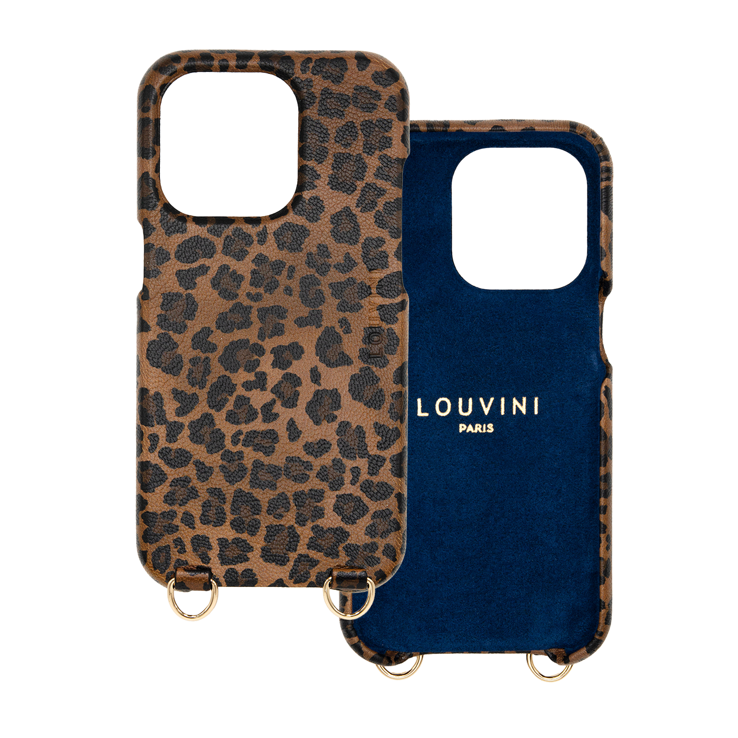 coque de téléphone avec MagSafe en cuir léopard