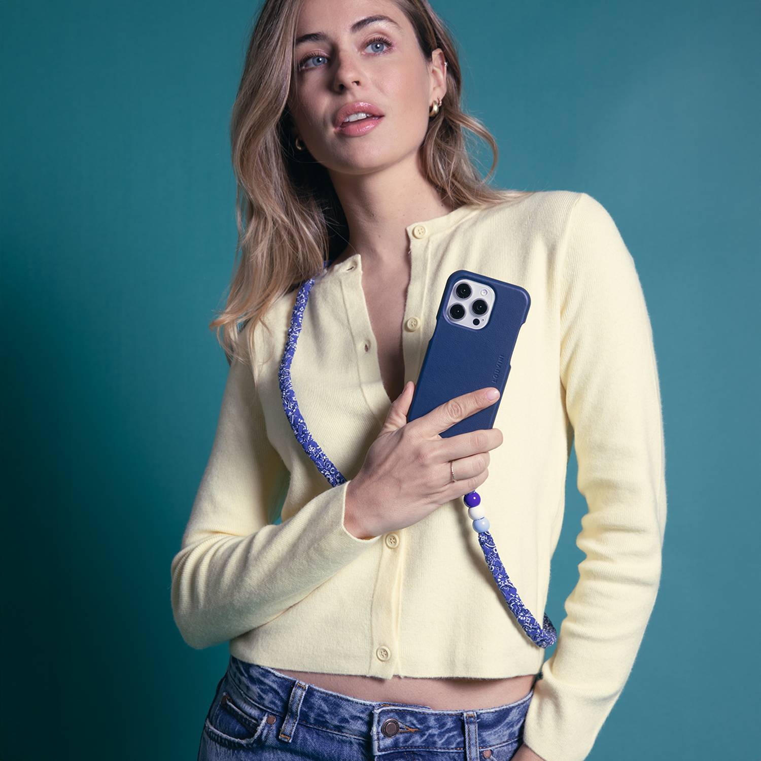 Coque iPhone MagSafe cuir avec anneaux MAX - Marine