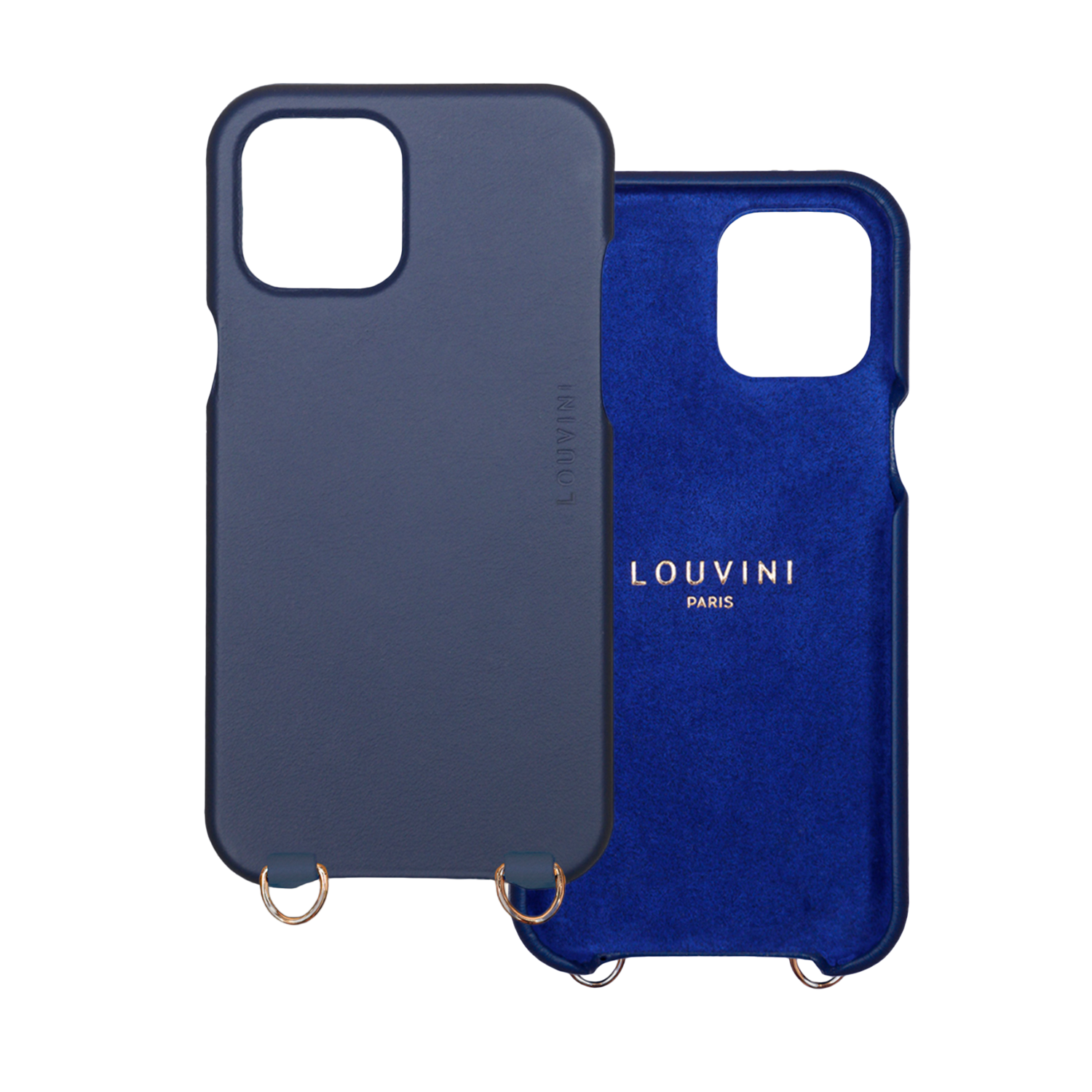 Coque iPhone MagSafe cuir avec anneaux MAX marine