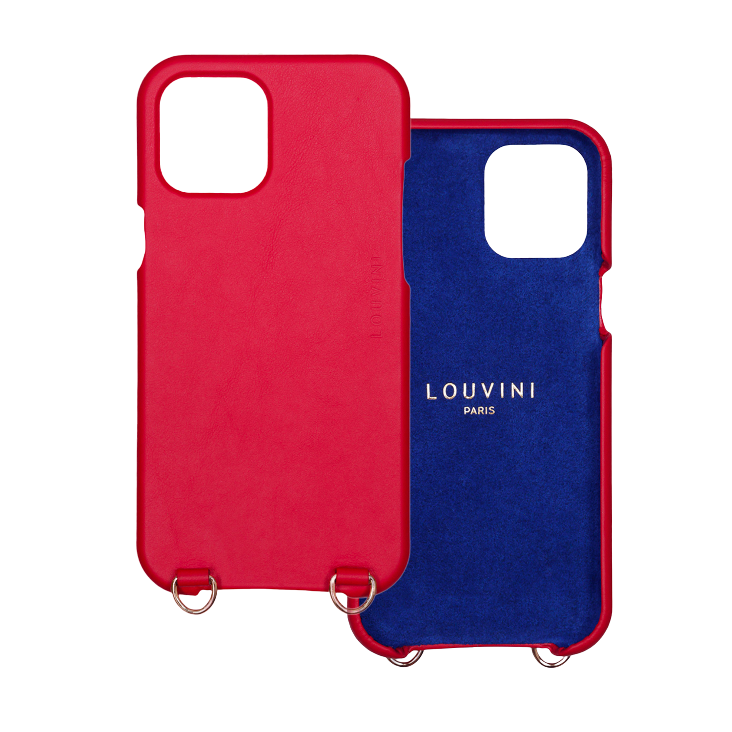 Coque iPhone MagSafe cuir avec anneaux MAX rouge