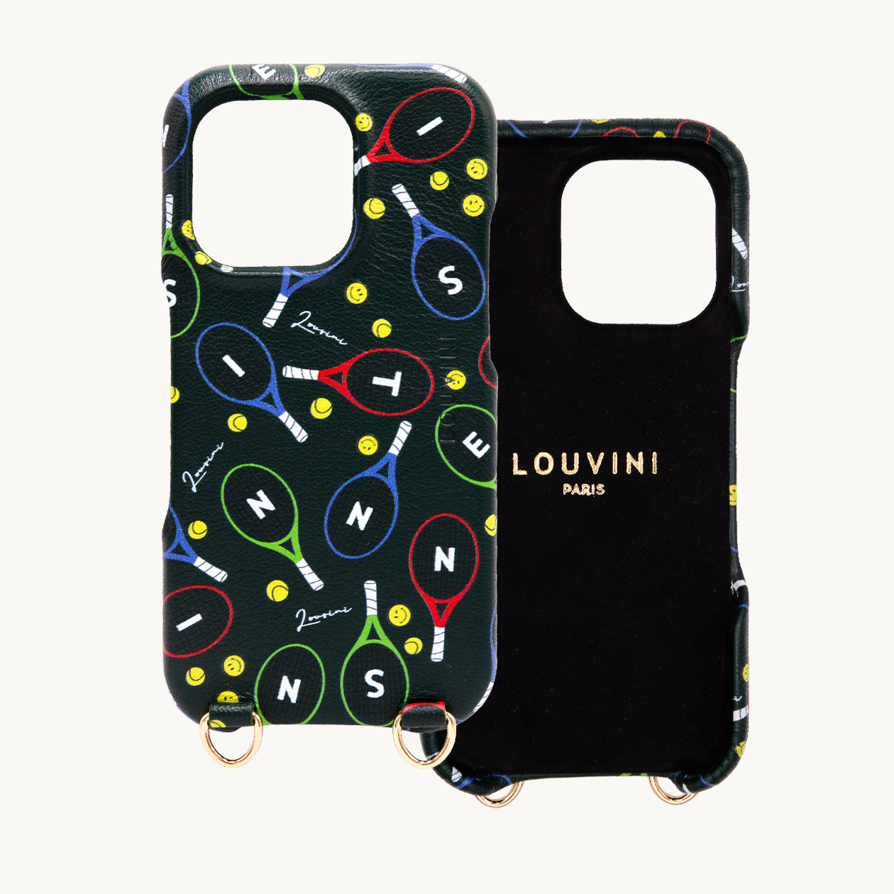 Coque de téléphone iPhone en cuir avec MagSafe et anneaux, édition limitée - tennis