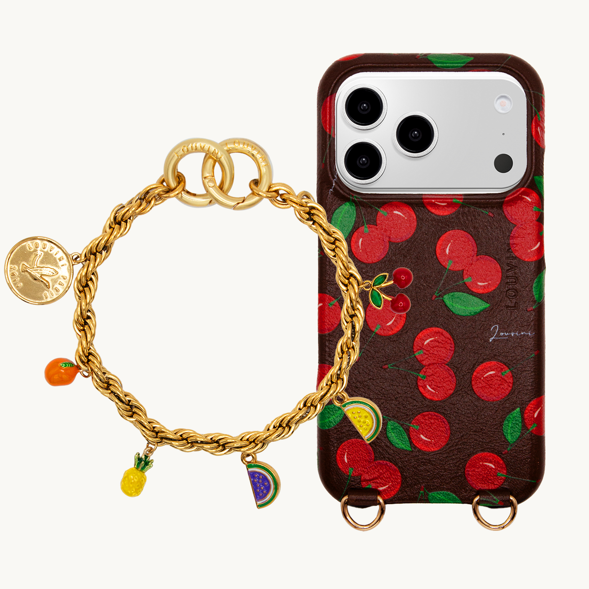 Coque iPhone MagSafe MAX Cerises & Bracelet PETIT CELINE Tropical