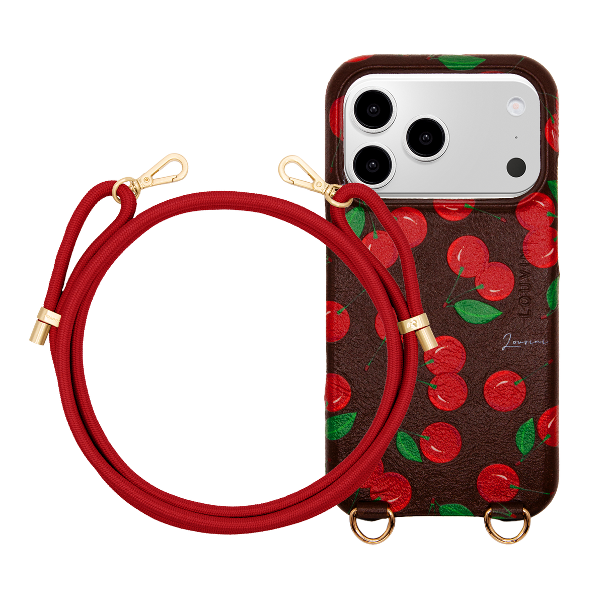 Coque iPhone MagSafe MAX Cerises & Cordon TESSA Rouge