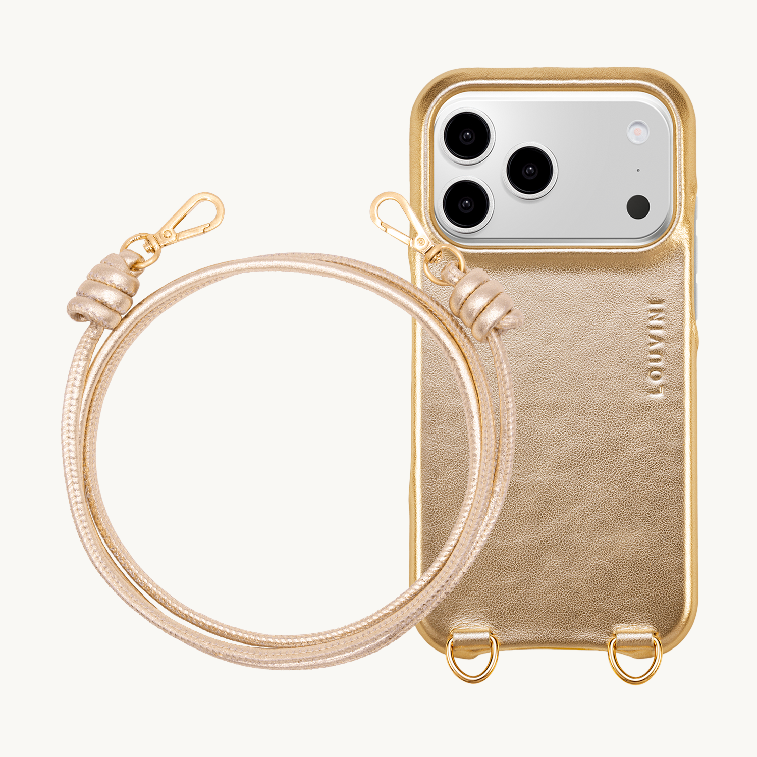 Coque iPhone MagSafe MAX Doré Métallisé & Cordon KATE Doré