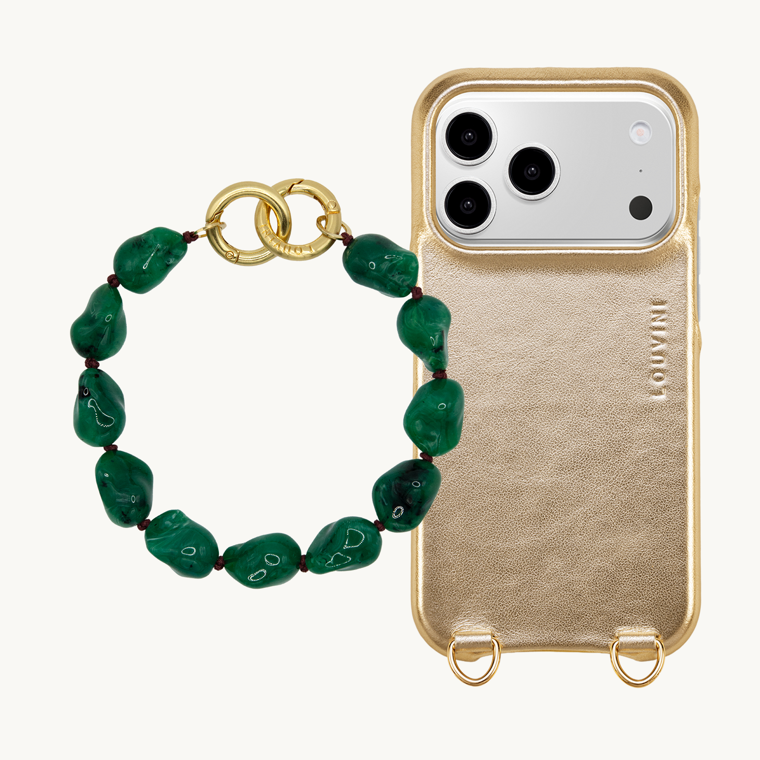 Coque iPhone MagSafe MAX Doré Métallisé & Bracelet PETIT ROMY Sphinx