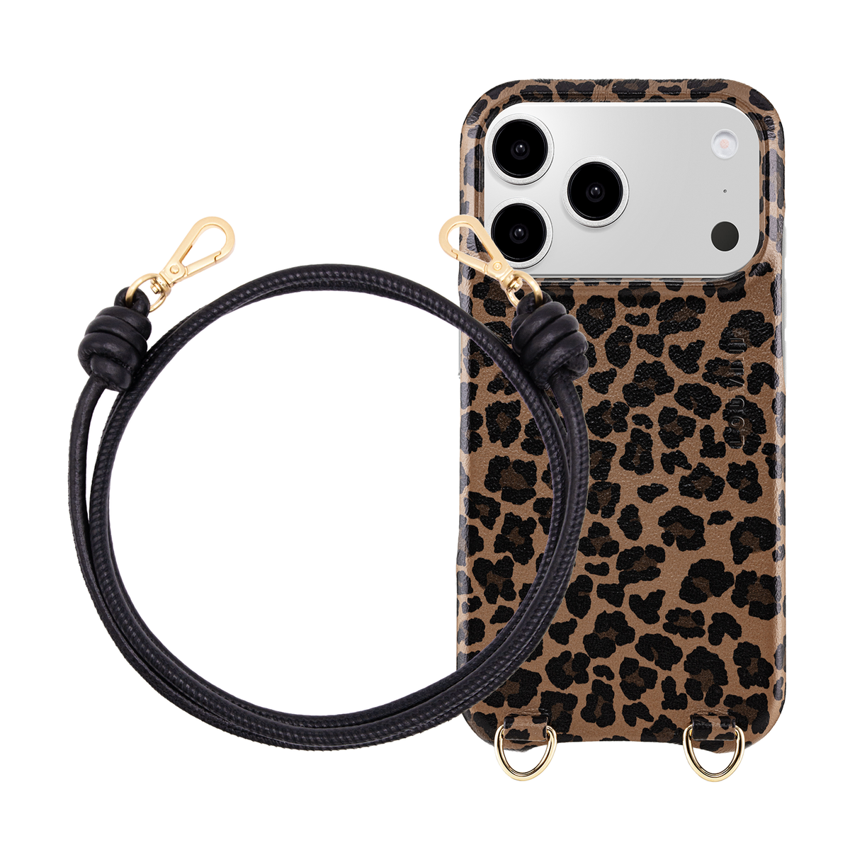 Coque iPhon MagSafe MAX Léopard & Cordon KATE Noir