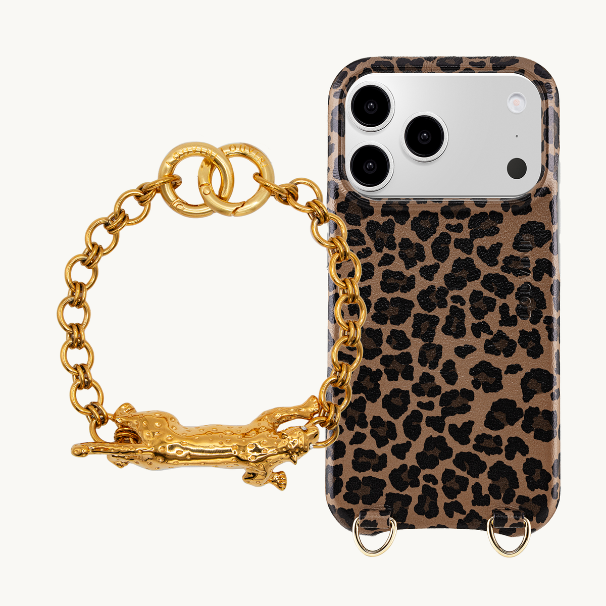 Coque iPhone MagSafe MAX Léopard & Bracelet PETIT DALIA Léopard Doré