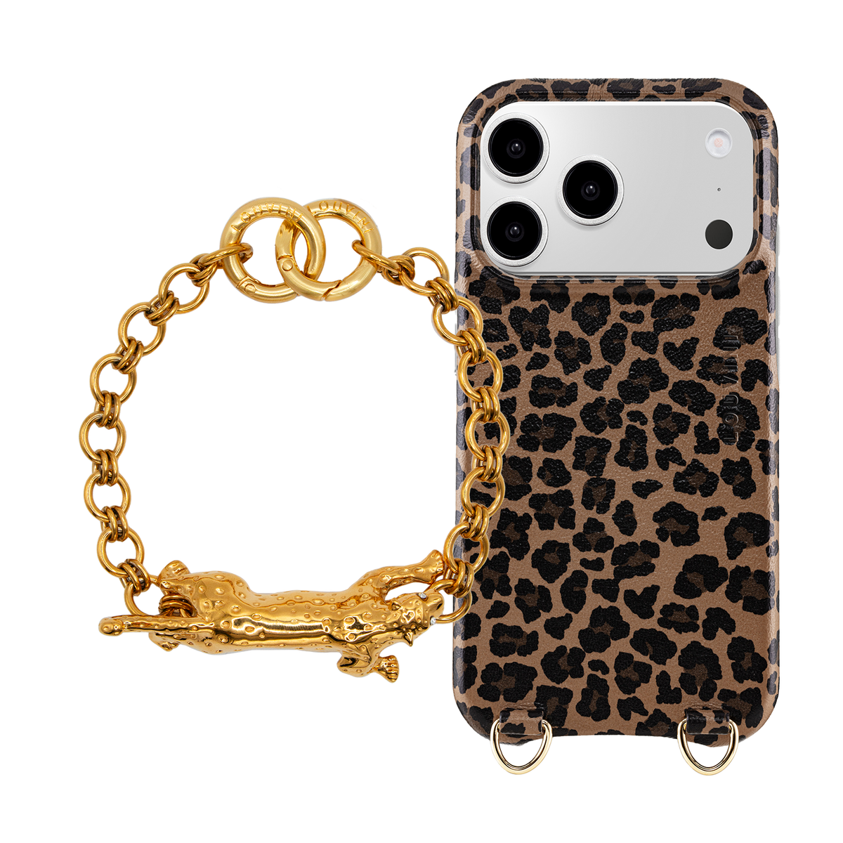 Coque iPhone MagSafe MAX Léopard & Bracelet PETIT DALIA Léopard Doré