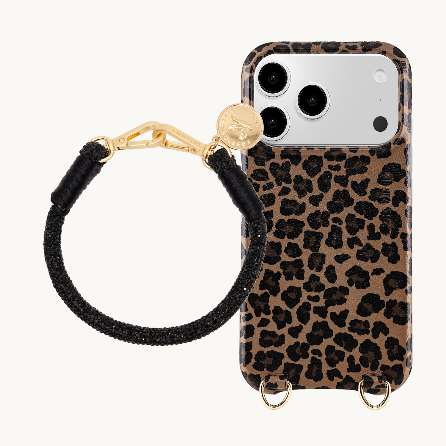 Coque iPhone MagSafe MAX Léopard & Bracelet PETIT KIM Noir