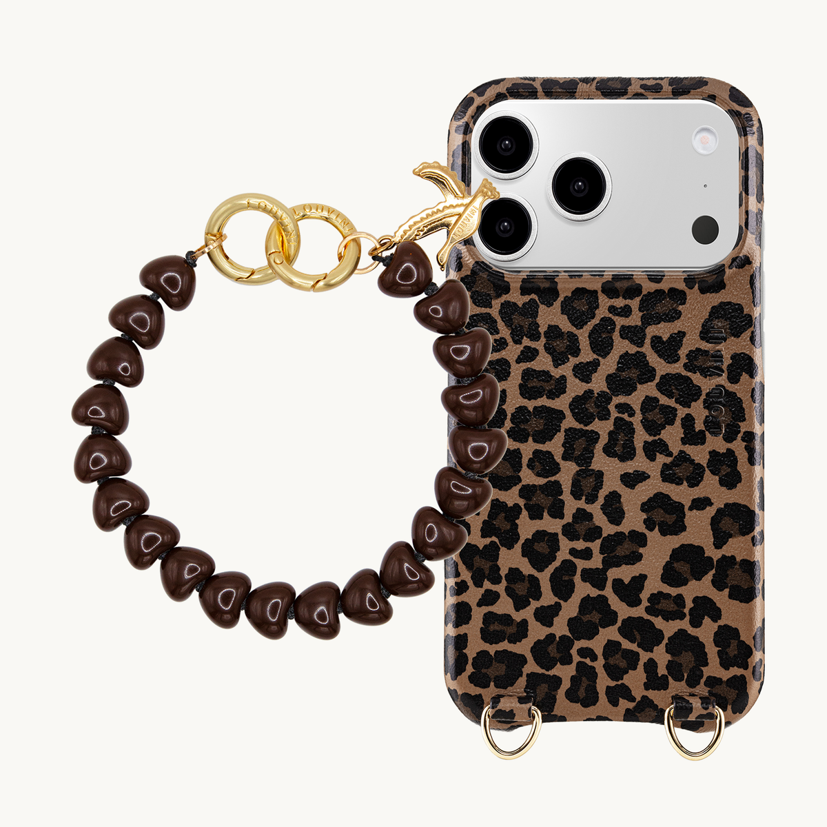Coque iPhone MagSafe MAX Léopard & Bracelet TINY CUORE Marron
