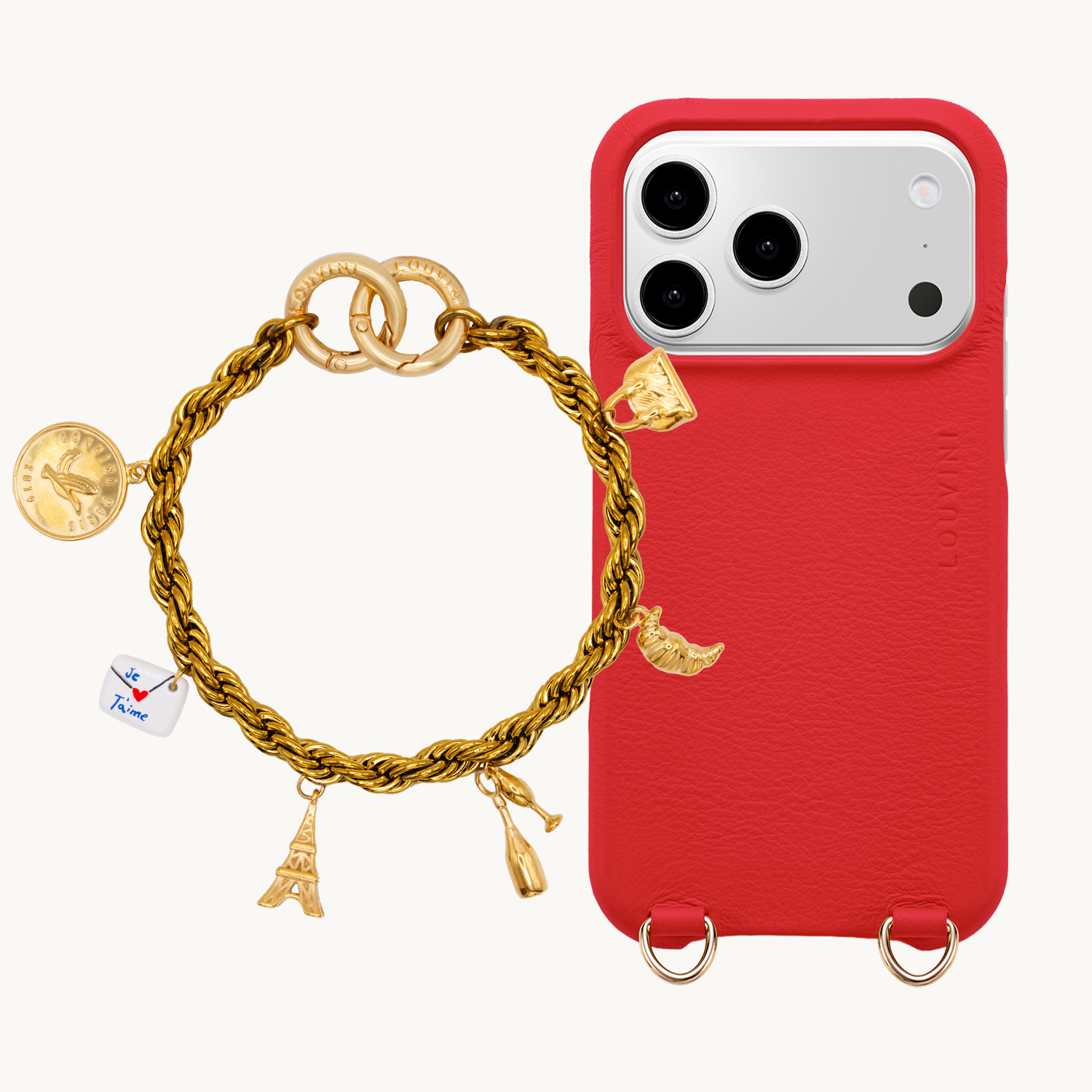 Coque iPhone MagSafe MAX Rouge & Bracelet PETIT CELINE Paris