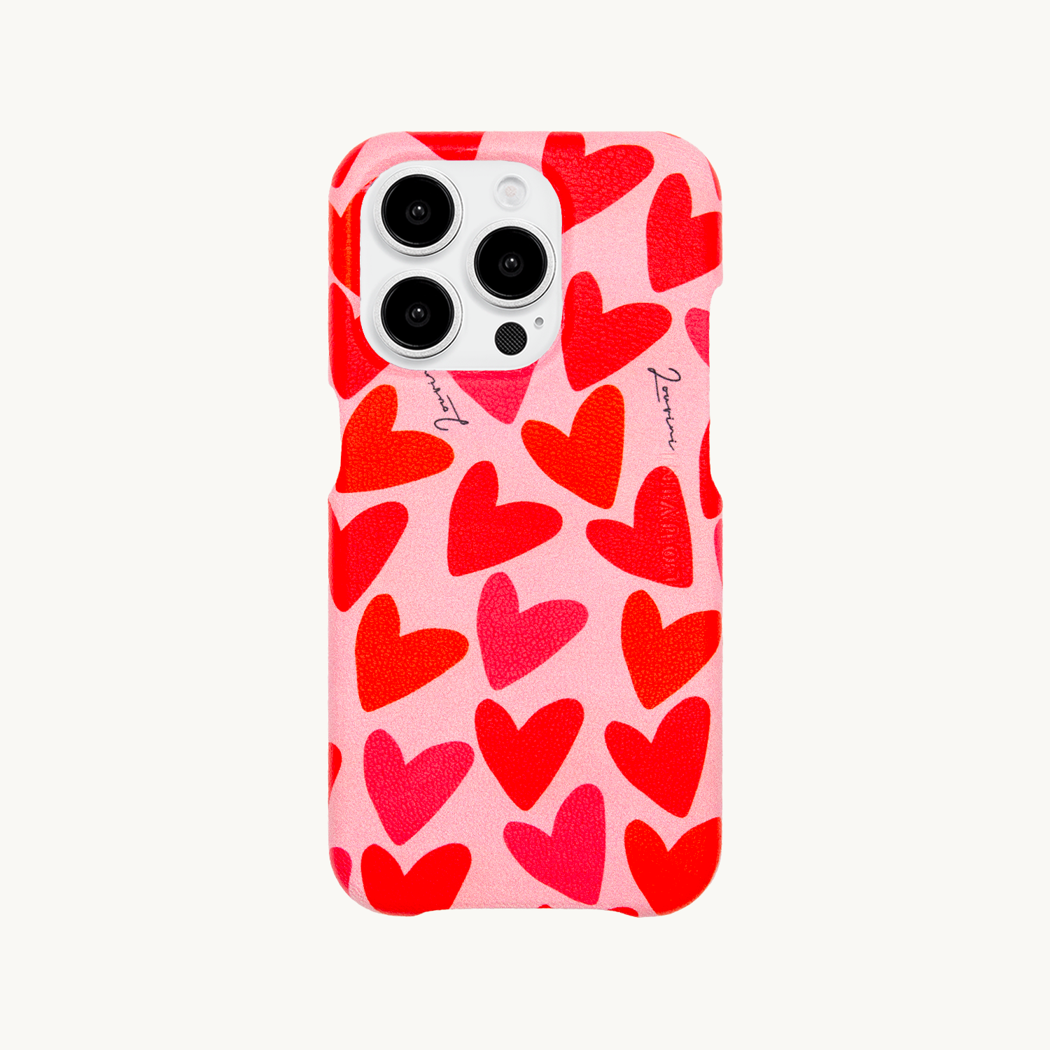 Coque iPhone avec étui en cuir imprimé coeurs