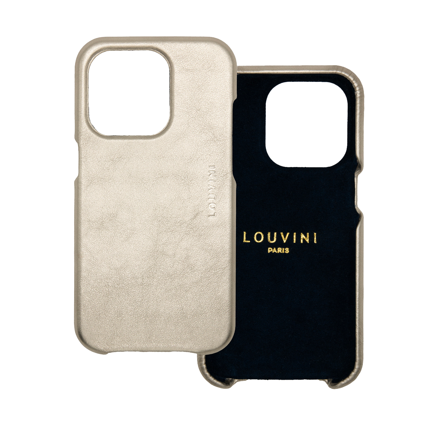 coque de téléphone avec magsafe en cuir dore
