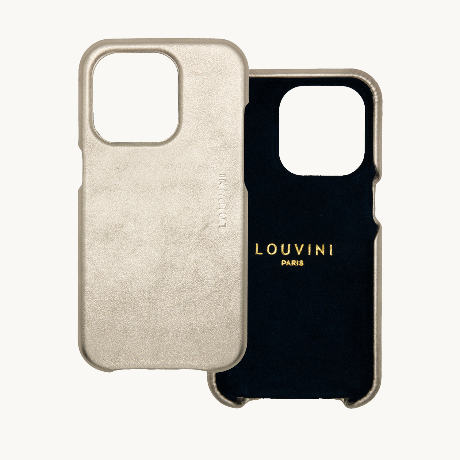 coque de téléphone avec magsafe en cuir dore