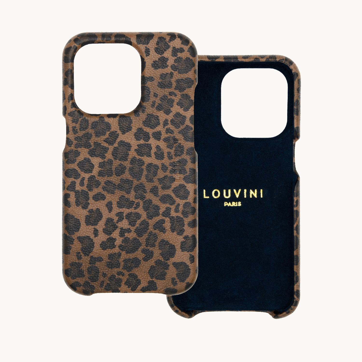 coque de téléphone avec MagSafe en cuir léopard