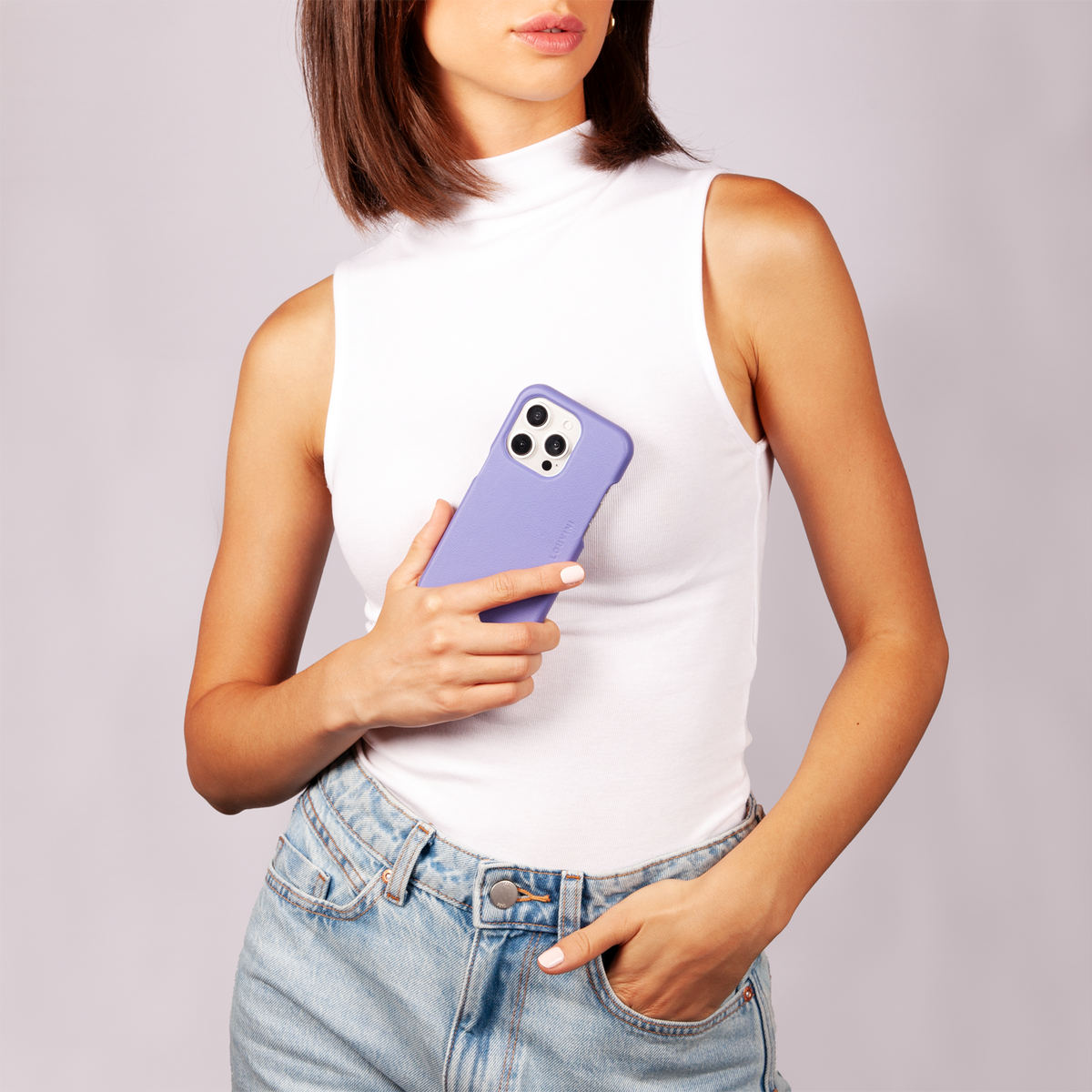 Coque iPhone MagSafe cuir MAX - Violet