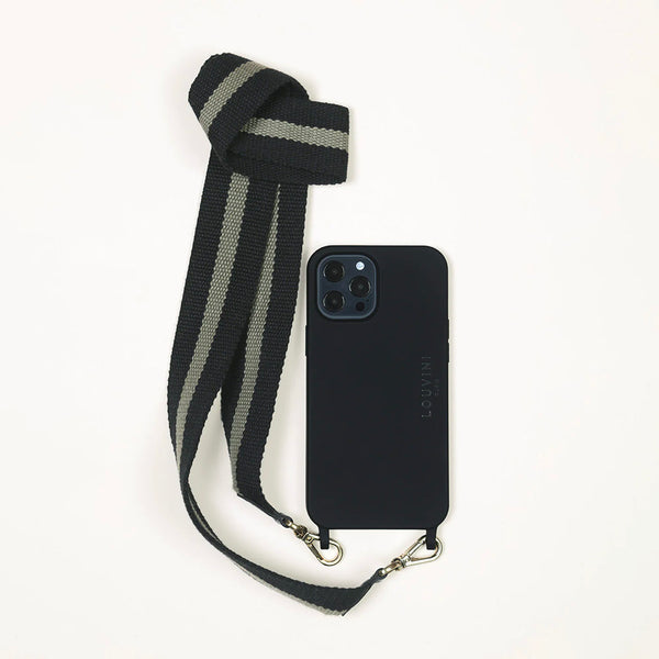 Coque Milo iPhone Noir & cordon Olympe Noir-Kaki