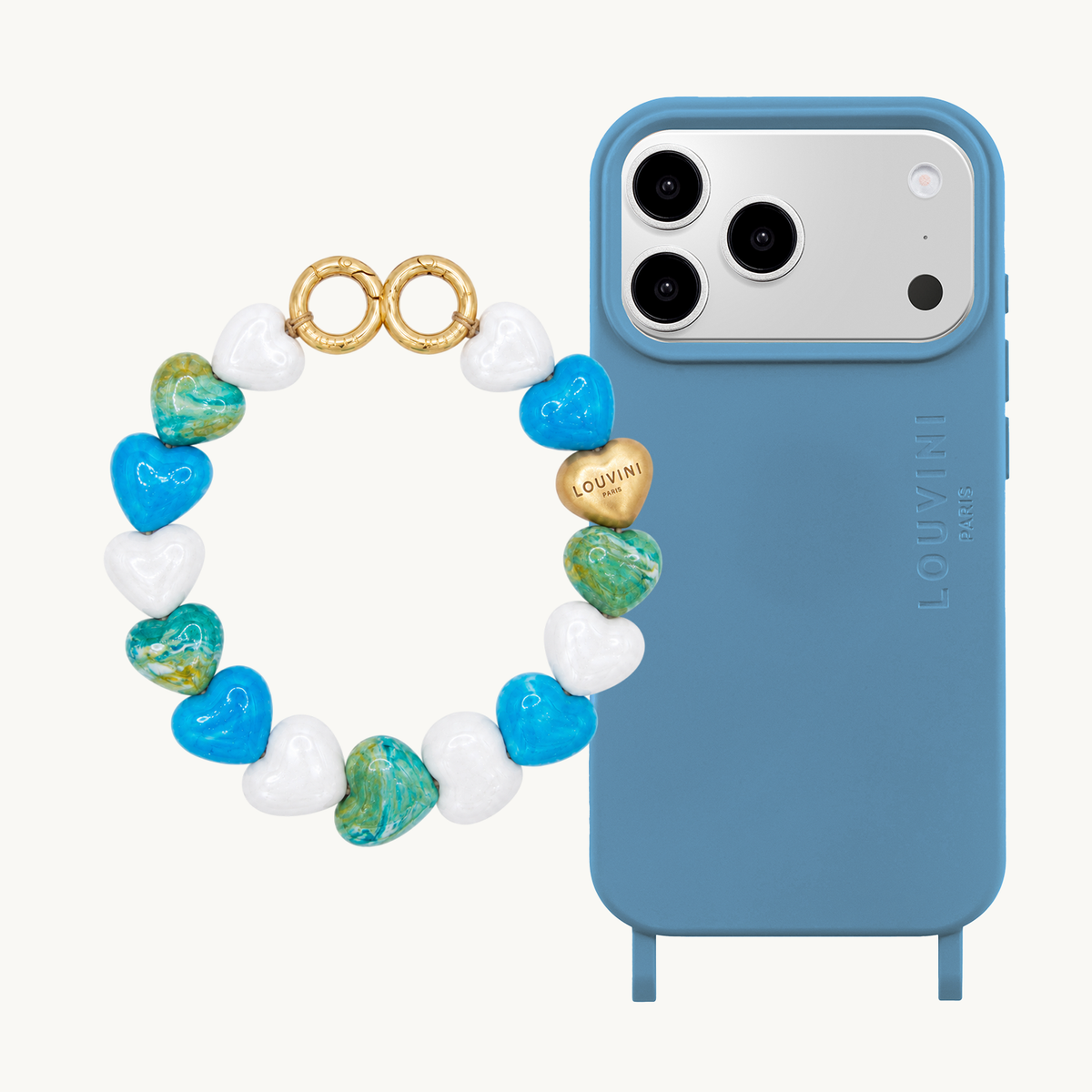 Coque iPhone MagSafe MILO Bleu Azur & Bracelet PETIT CUORE Summer Breeze