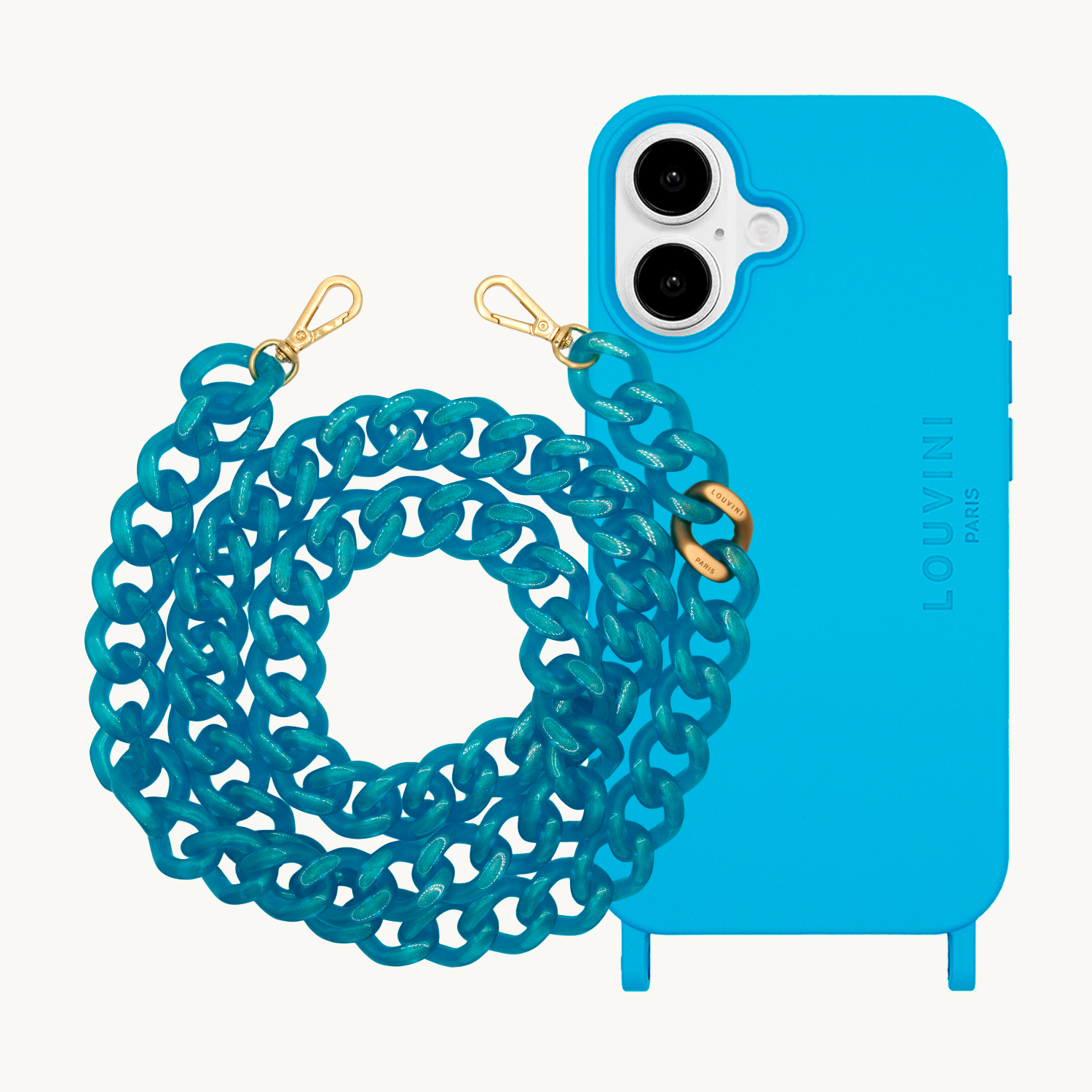 Coque iPhone MILO MagSafe Bleu & chaîne ZOE Bleu Glacé