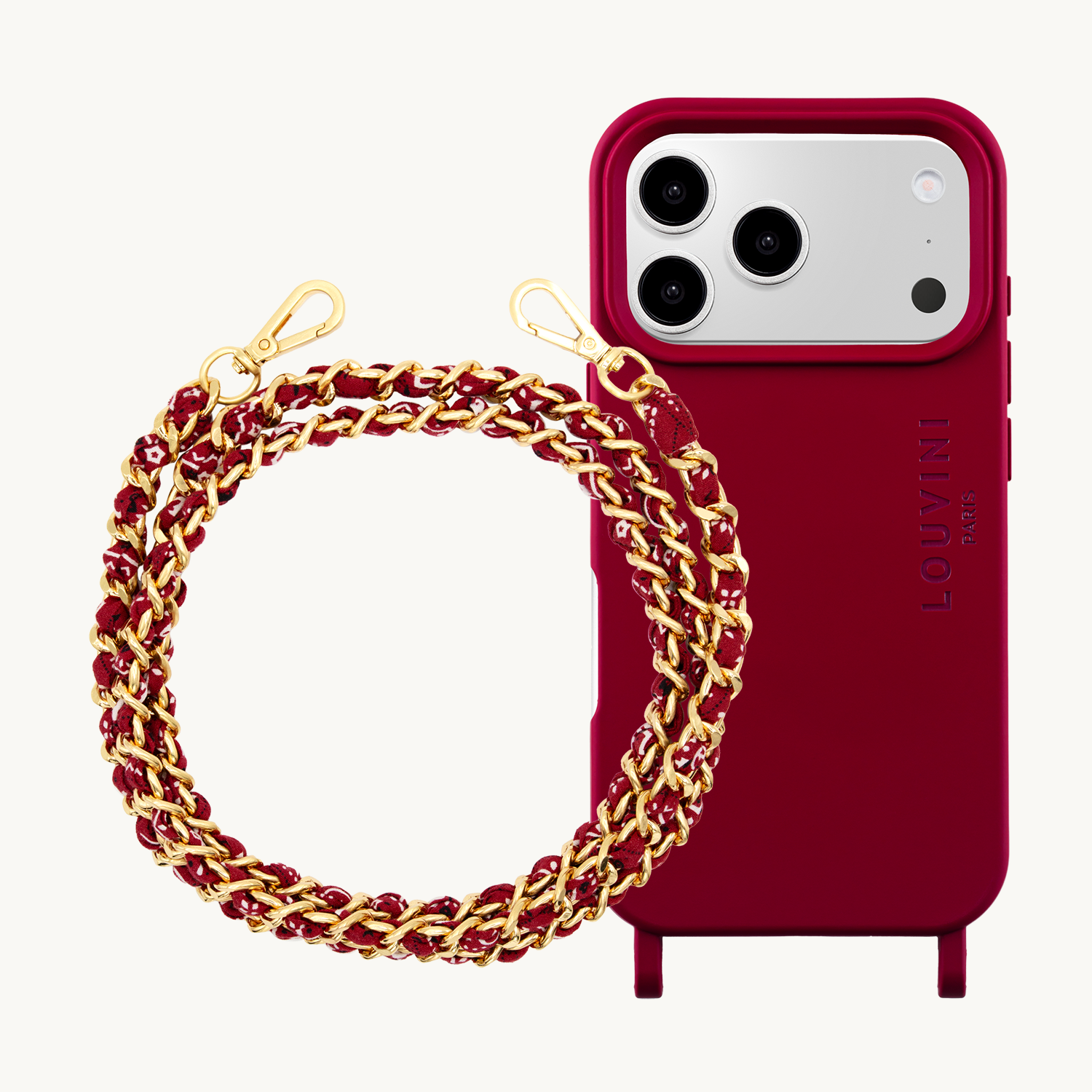 Coque iPhone MILO MagSafe Bordeaux & Chaîne BONNIE Bordeaux