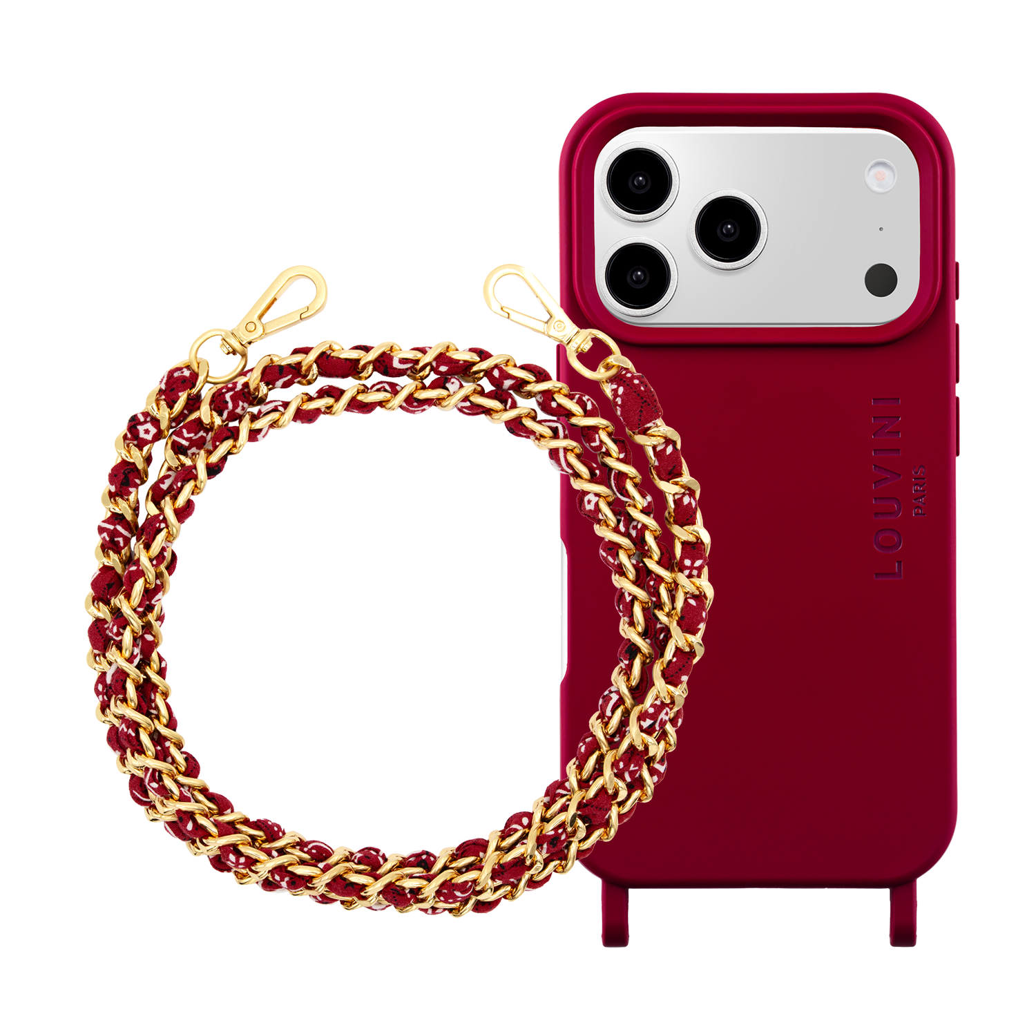 Coque iPhone MILO MagSafe Bordeaux & Chaîne BONNIE Bordeaux
