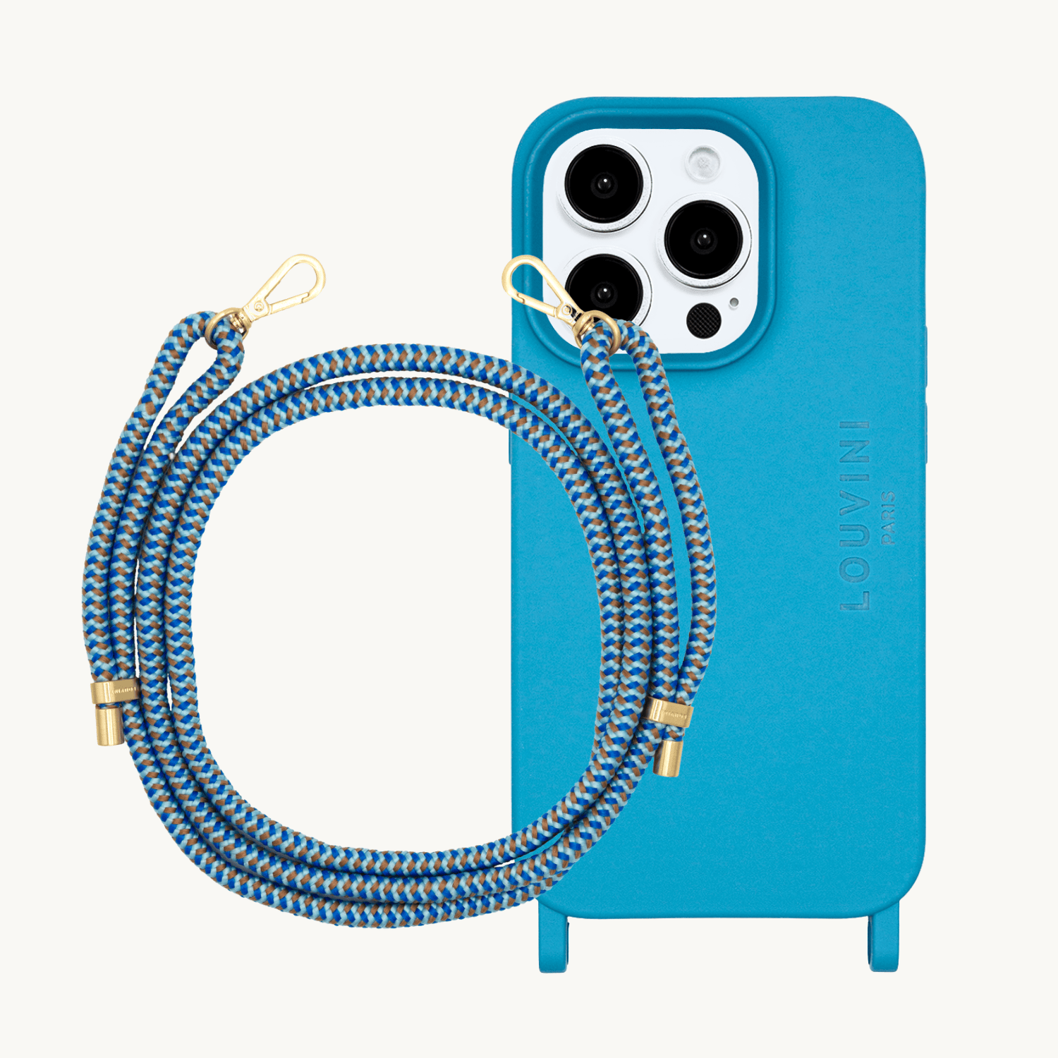 Coque iPhone MILO MagSafe Bleu & cordon TESSA Double-Bleu