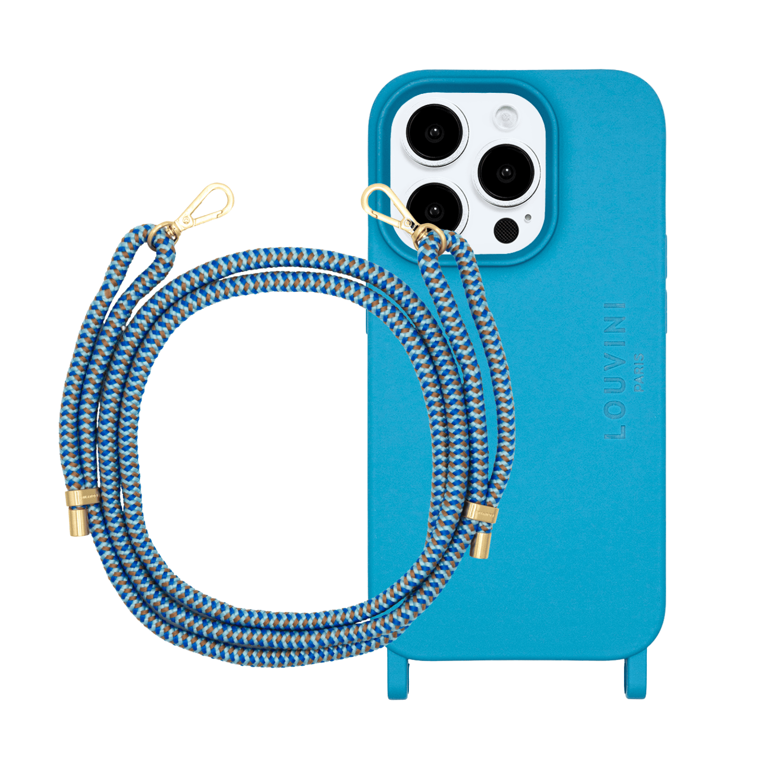 Coque iPhone MILO MagSafe Bleu & cordon TESSA Double-Bleu