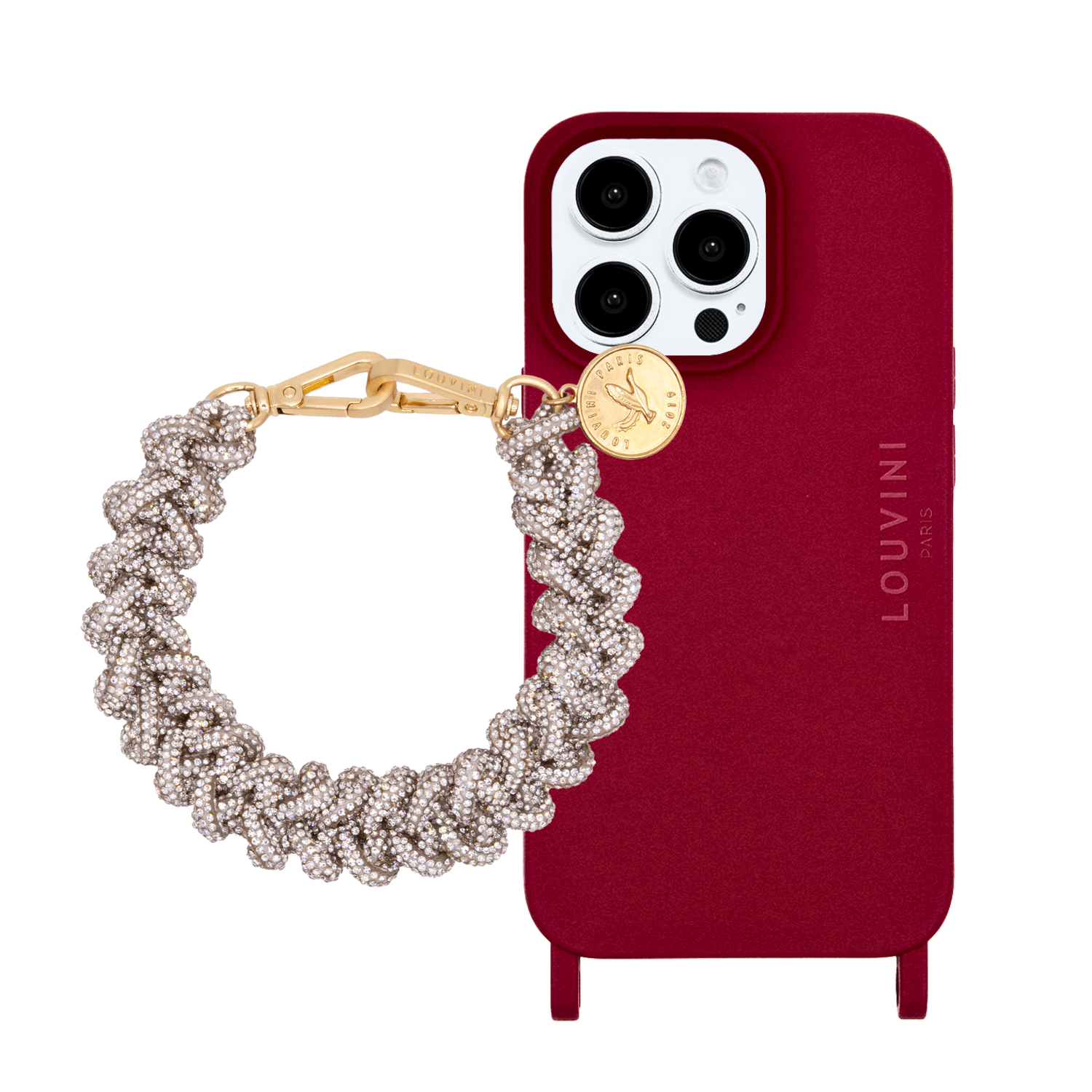 Coque iPhone MagSafe MILO Bordeaux & bracelet PETIT SCARLETT
