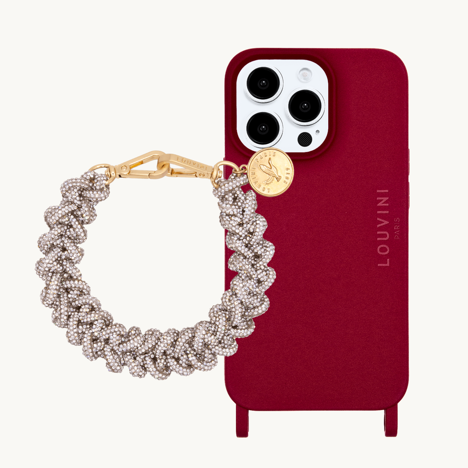 Coque iPhone MagSafe MILO Bordeaux & bracelet PETIT SCARLETT