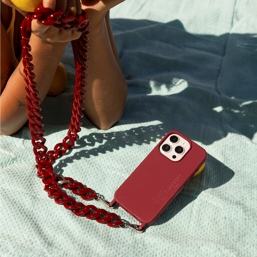 Coque iPhone MagSafe silicone avec anneaux MILO - Bordeaux