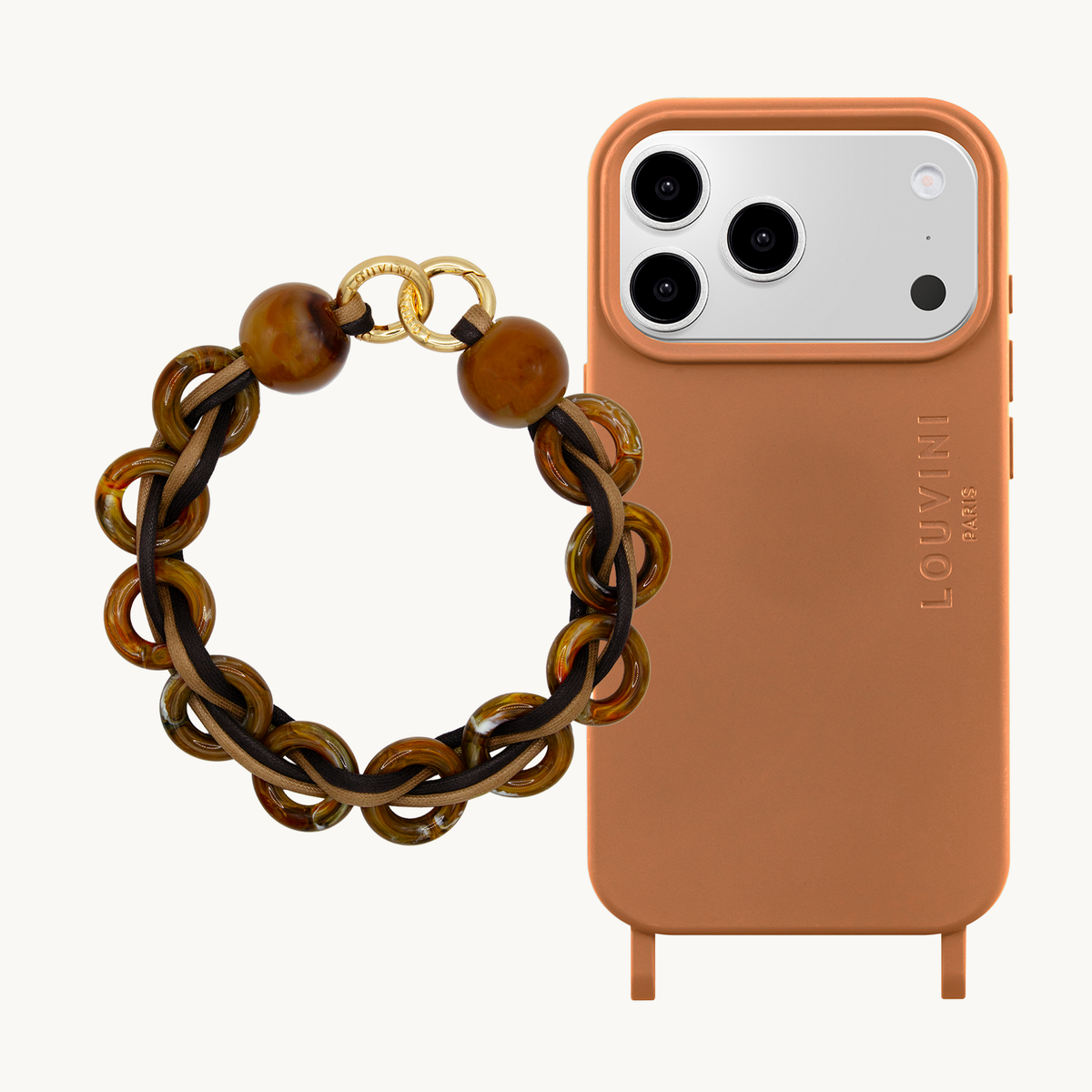 Coque iPhone MagSafe MILO Cannelle & Bracelet DOLLY Camel