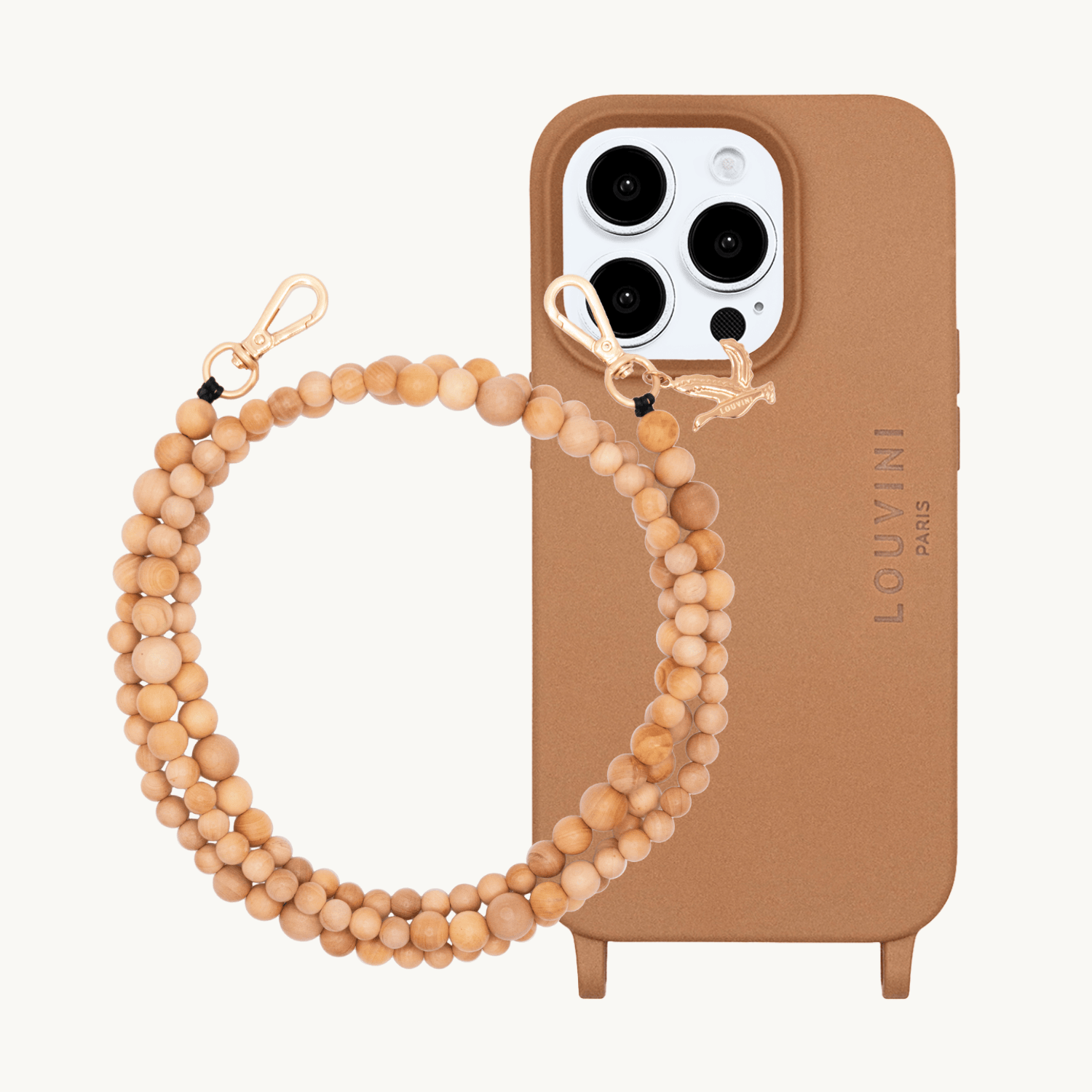 Coque iPhone MILO Cannelle & bandoulière ARIELLE Naturel