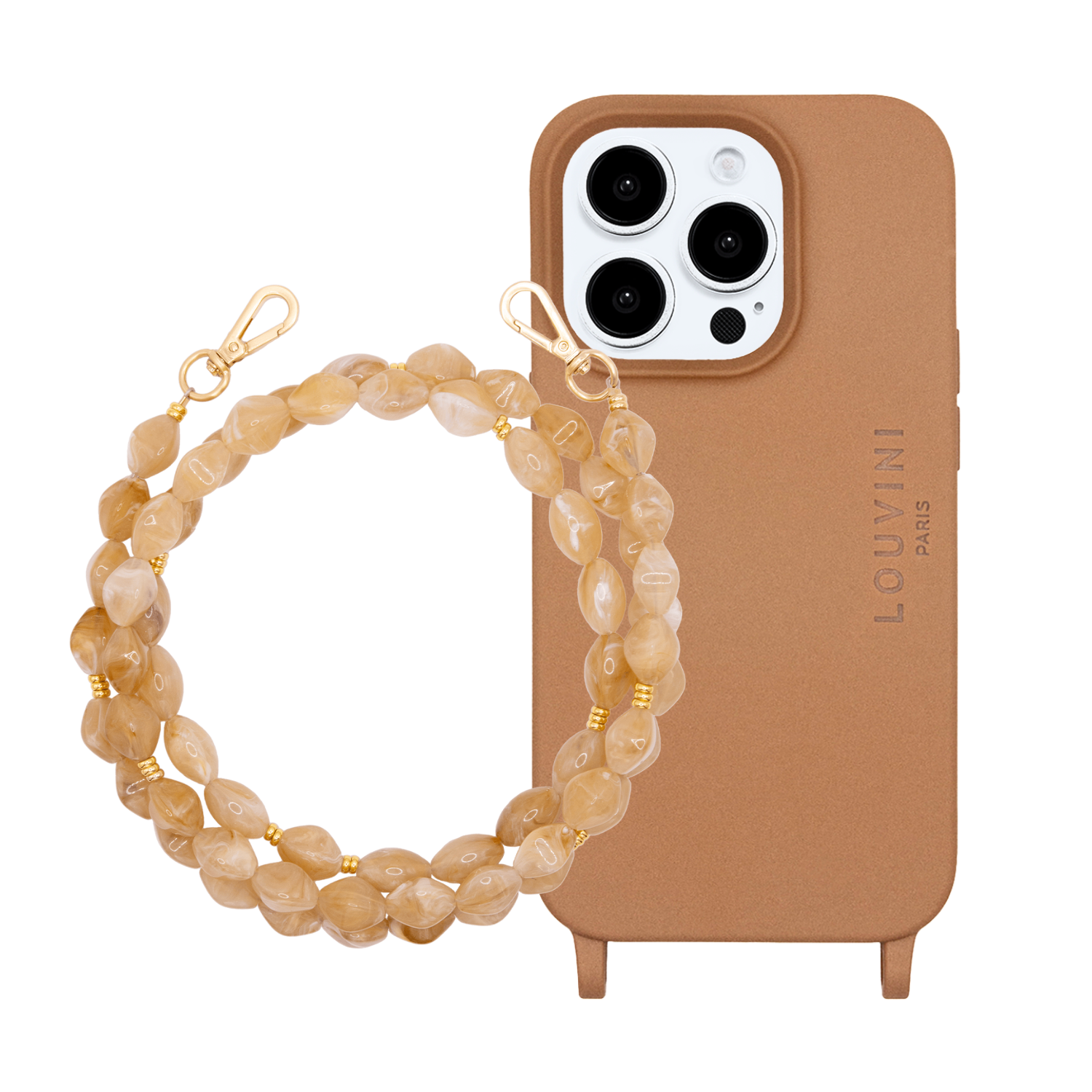 ensemble coque de téléphone en TPU avec chaîne en perle