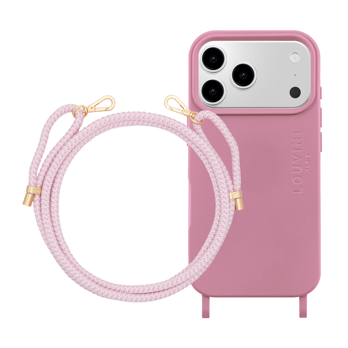 Coque iPhone MagSafe avec anneaux MILO Dusty Pink & Cordon TESSA Violet-Rose