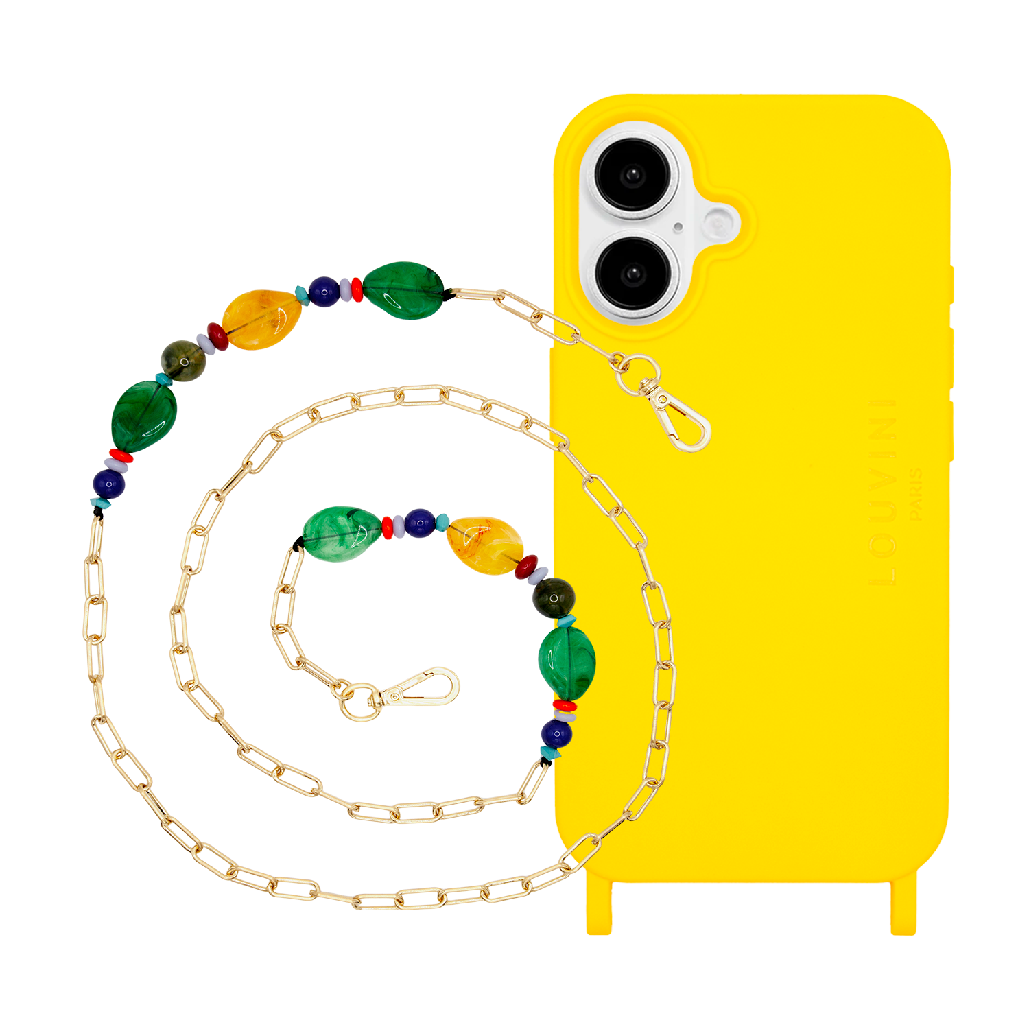 Coque iPhone MILO Jaune & Chaîne BELLA