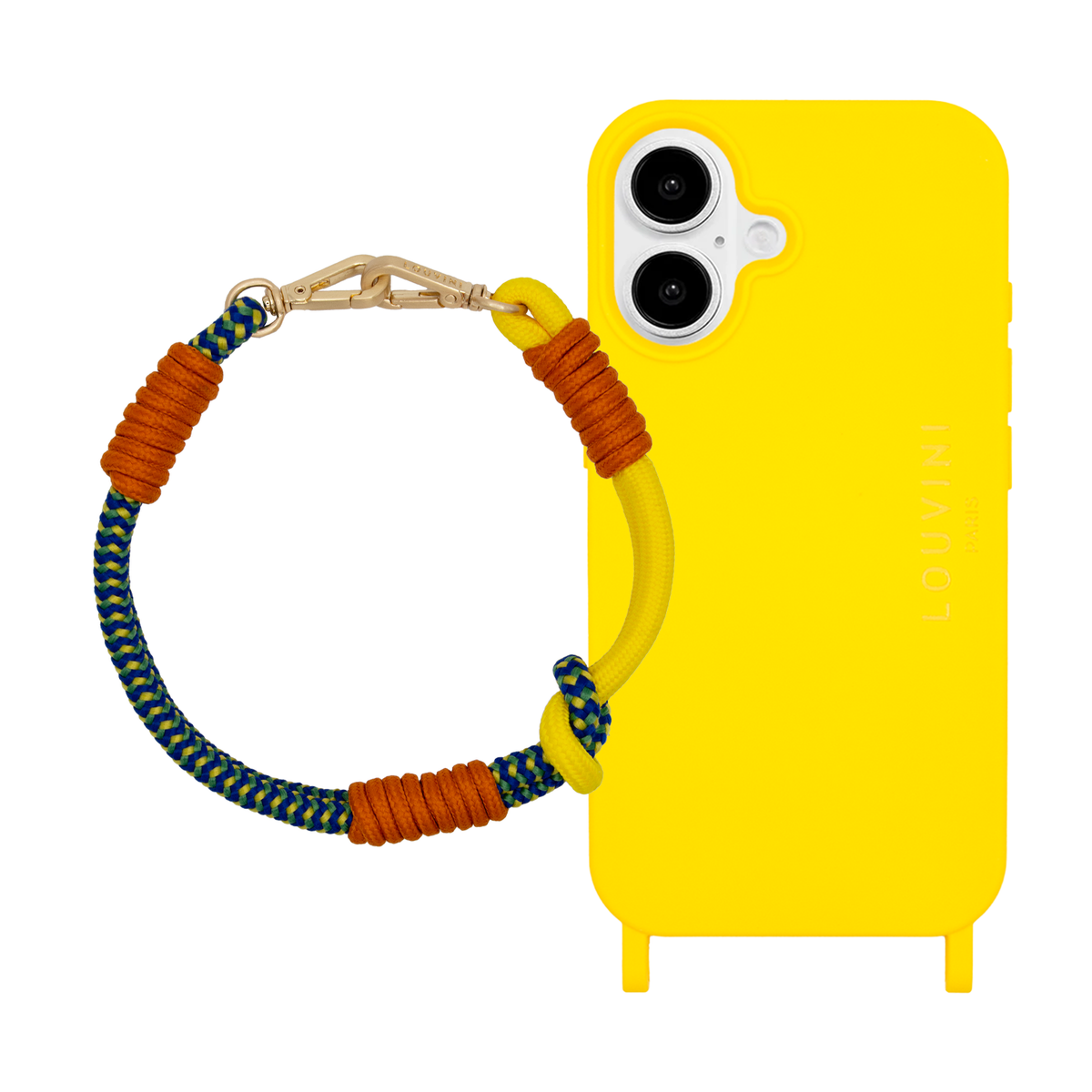 Coque iPhone MILO Jaune & Bracelet PETIT TESSA Jaune Marine