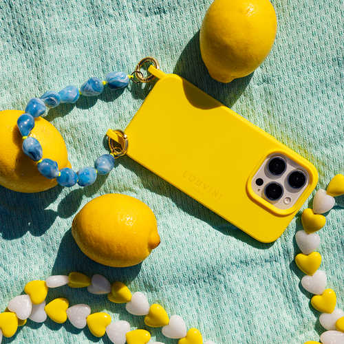 Coque iPhone silicone avec anneaux MILO - Jaune