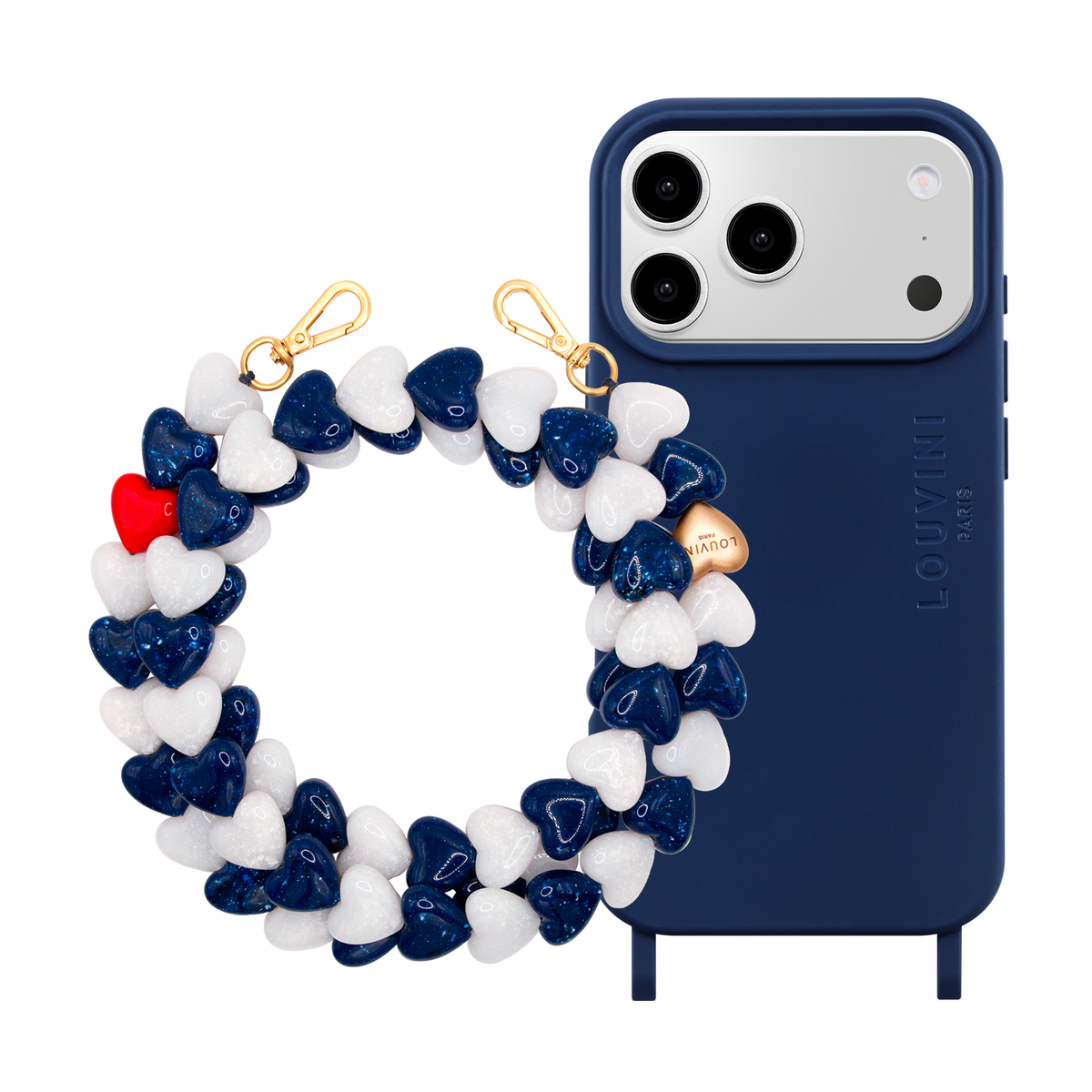 Coque iPhone MagSafe MILO Marine & Chaîne CUORE Marine-Blanc